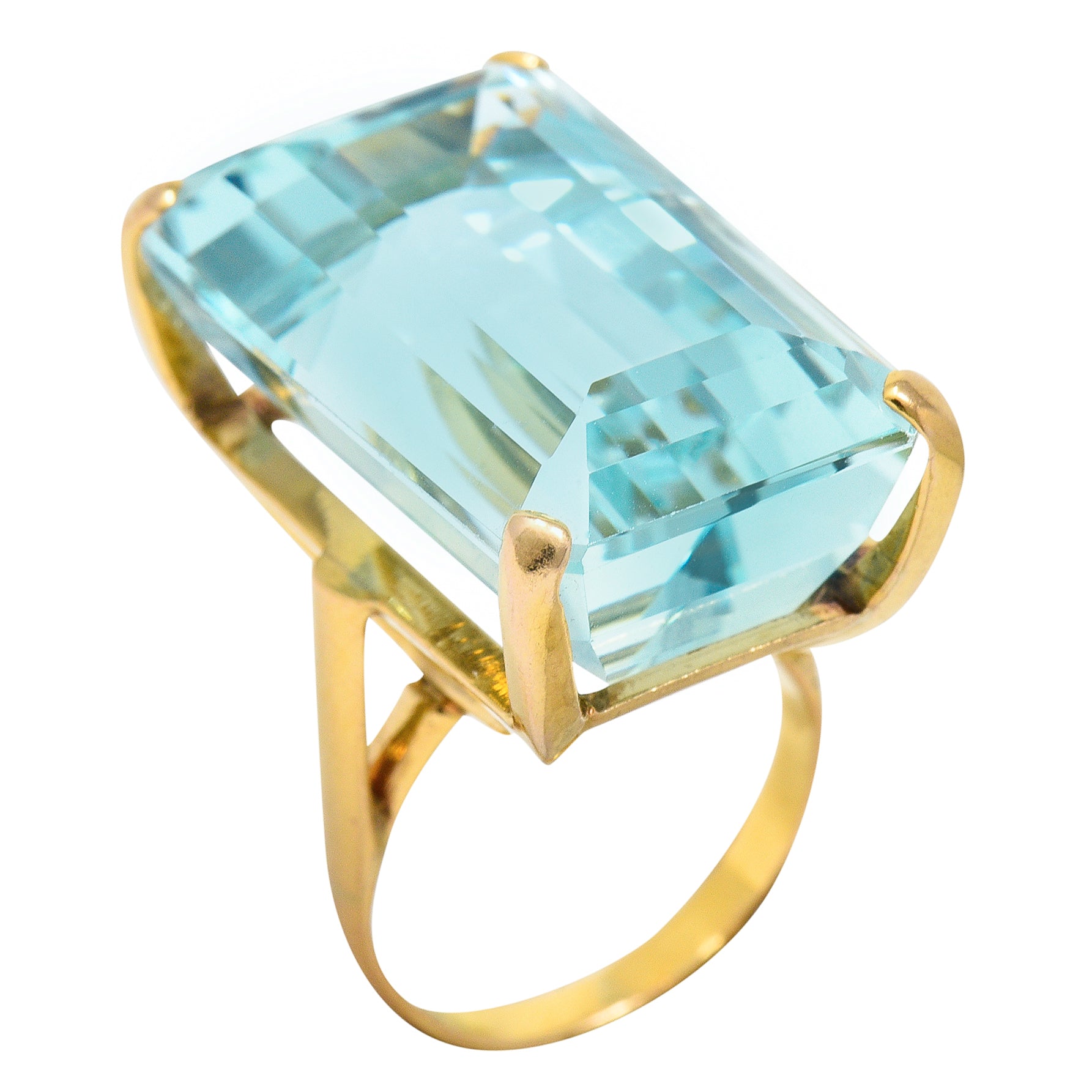 1960's Vintage 31.18 CTW Aquamarine 14 Karat Gold Statement RingRing - Wilson's Estate Jewelry