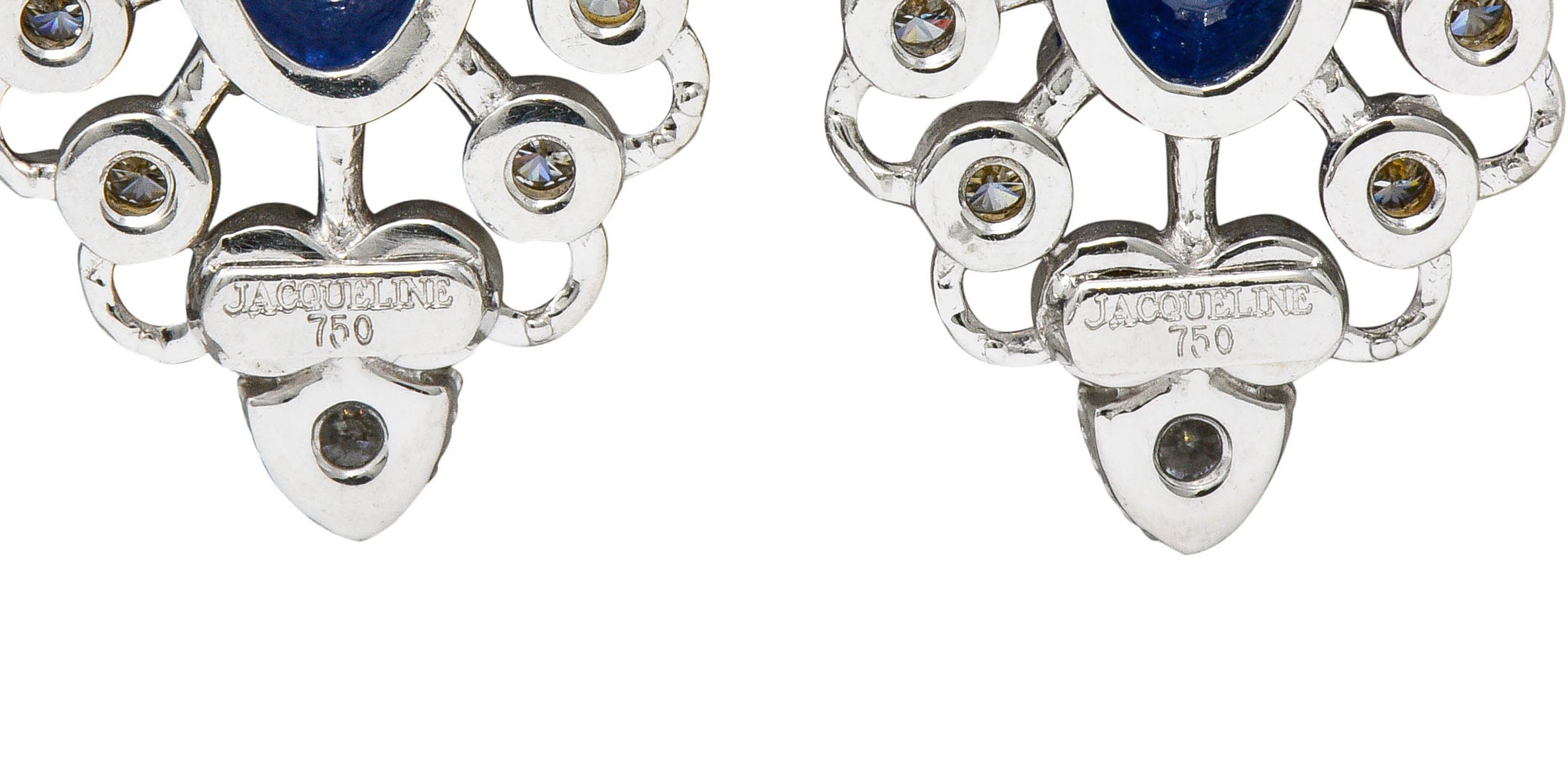 Contemporary 2.35 CTW Sapphire Diamond 18 Karat Gold Drop EarringsEarrings - Wilson's Estate Jewelry