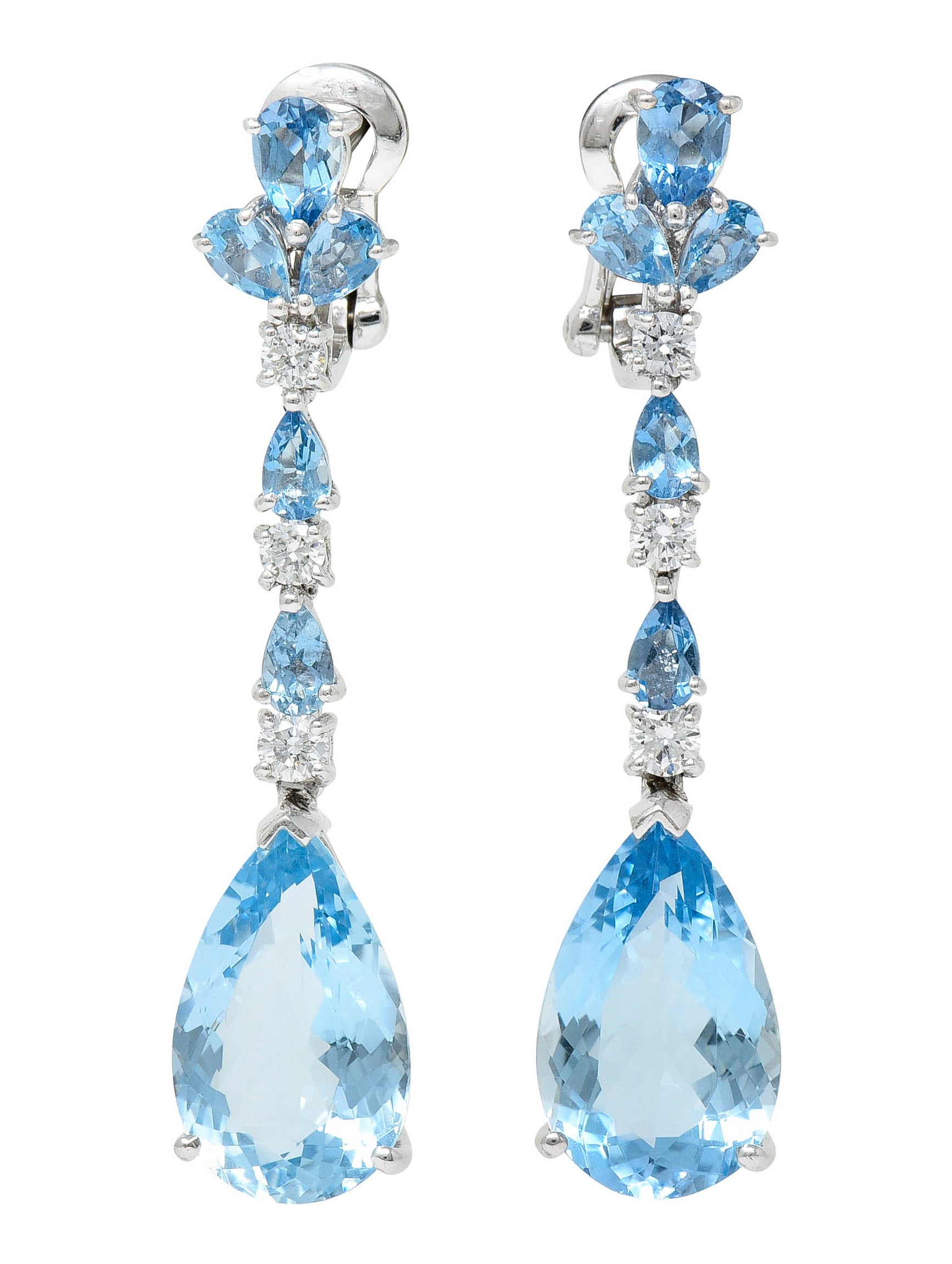 Vintage 13.50 CTW Aquamarine Diamond Platinum Drop EarringsEarrings - Wilson's Estate Jewelry