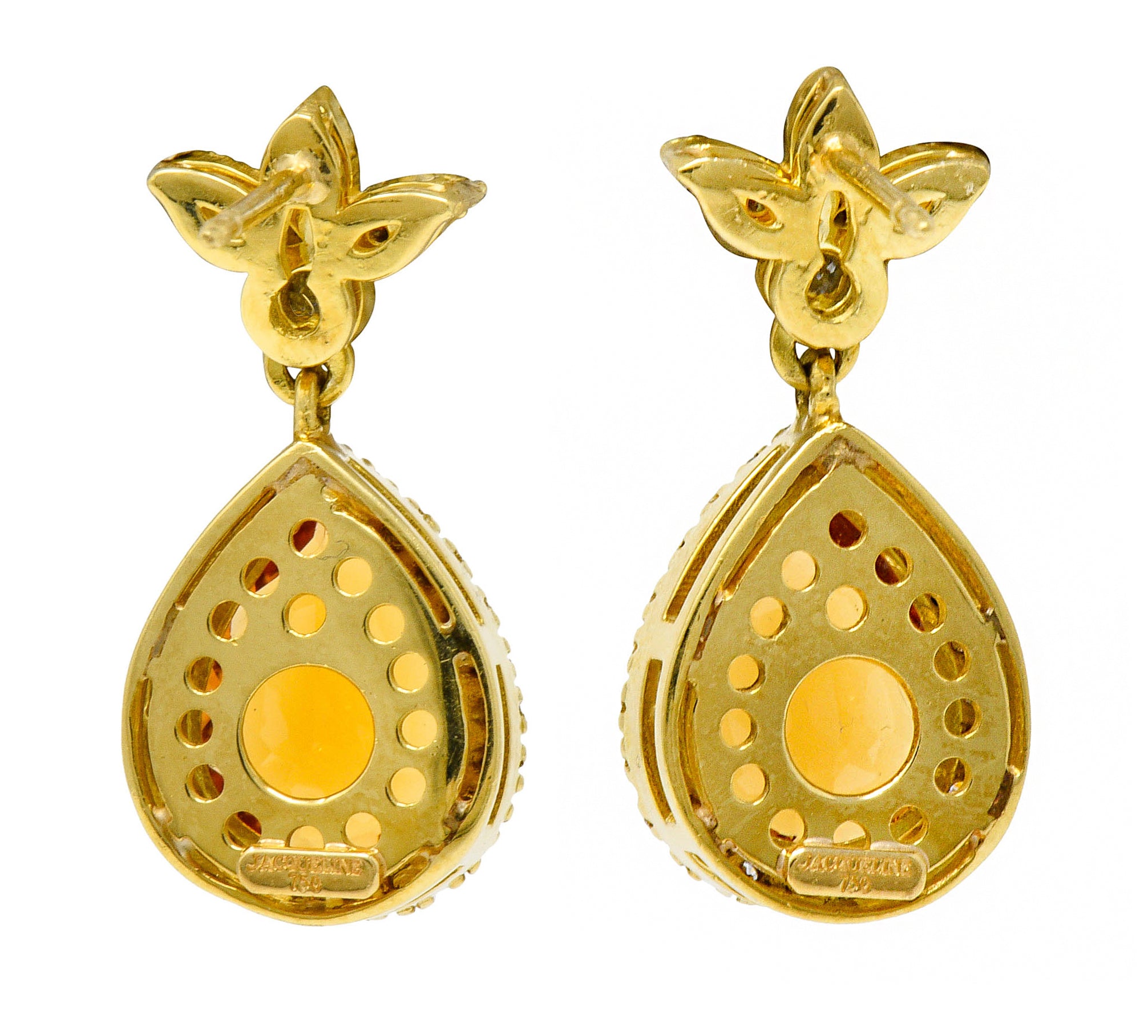 Modern Citrine Diamond 18 Karat Gold Foliate Drop EarringsEarrings - Wilson's Estate Jewelry