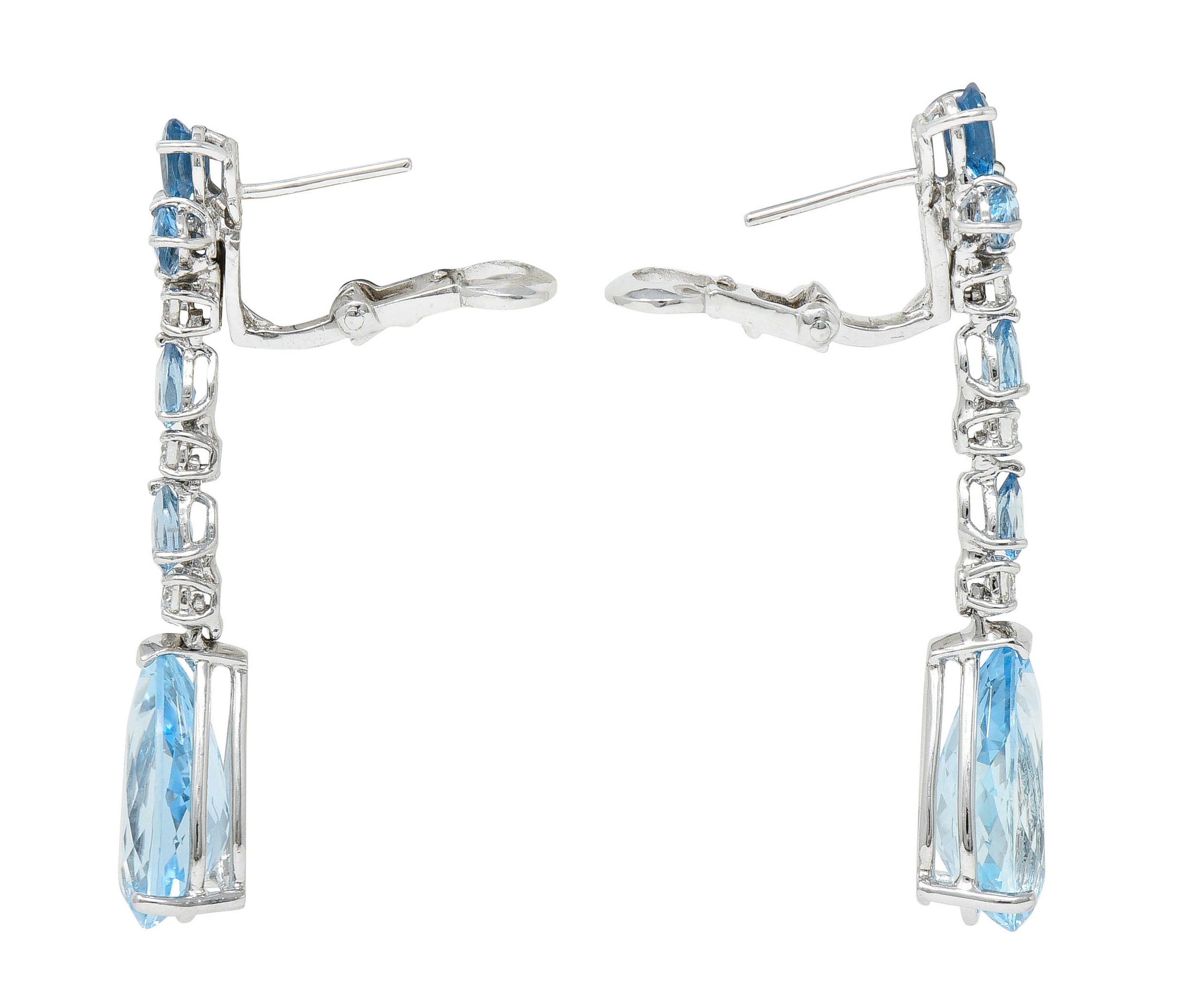 Vintage 13.50 CTW Aquamarine Diamond Platinum Drop EarringsEarrings - Wilson's Estate Jewelry