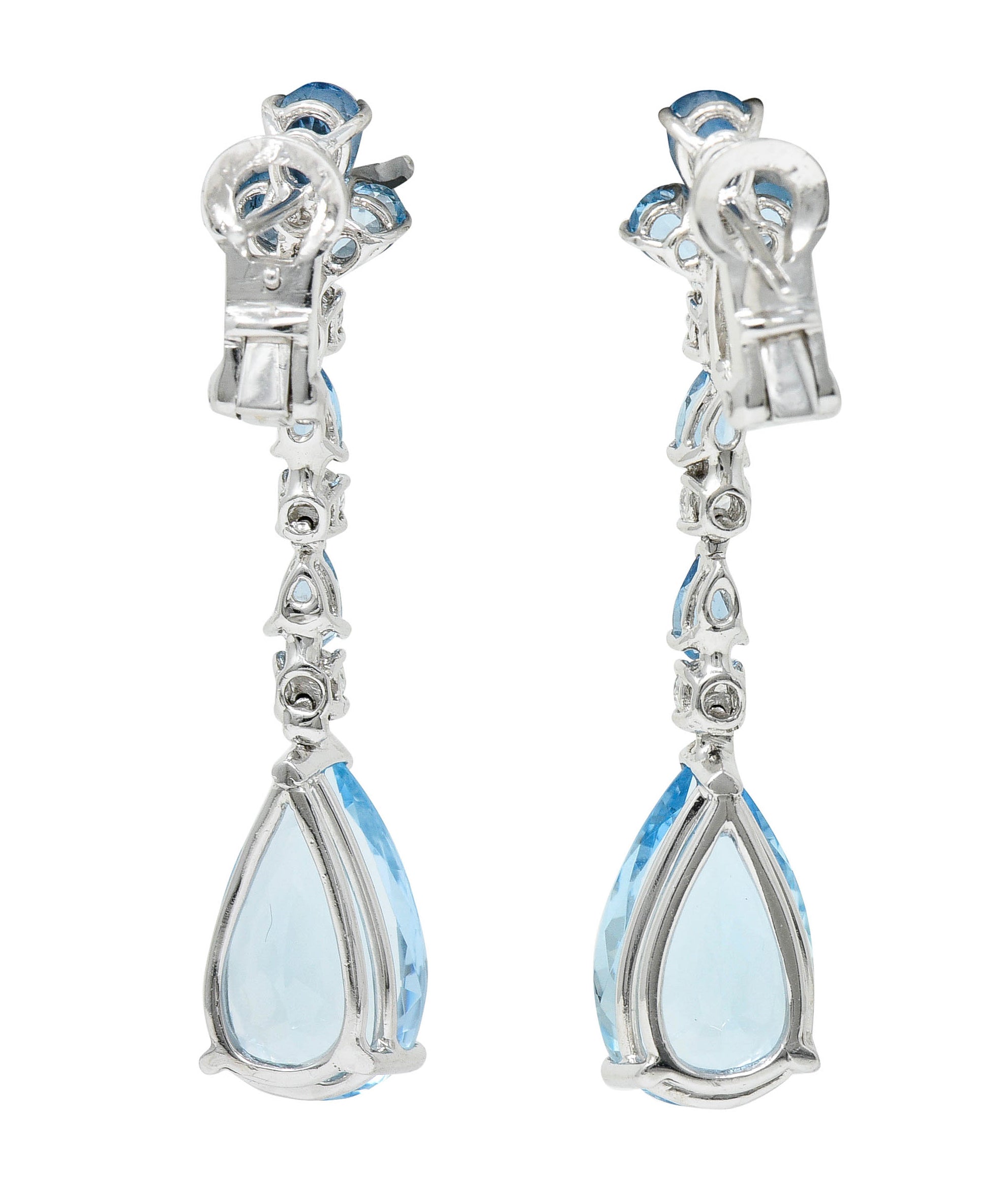 Vintage 13.50 CTW Aquamarine Diamond Platinum Drop EarringsEarrings - Wilson's Estate Jewelry