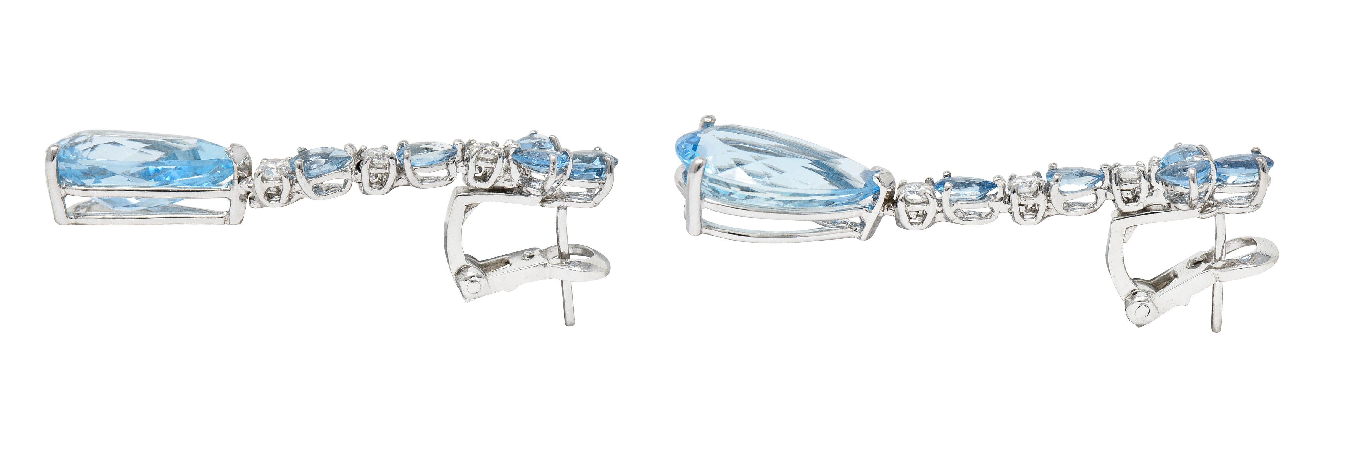 Vintage 13.50 CTW Aquamarine Diamond Platinum Drop EarringsEarrings - Wilson's Estate Jewelry