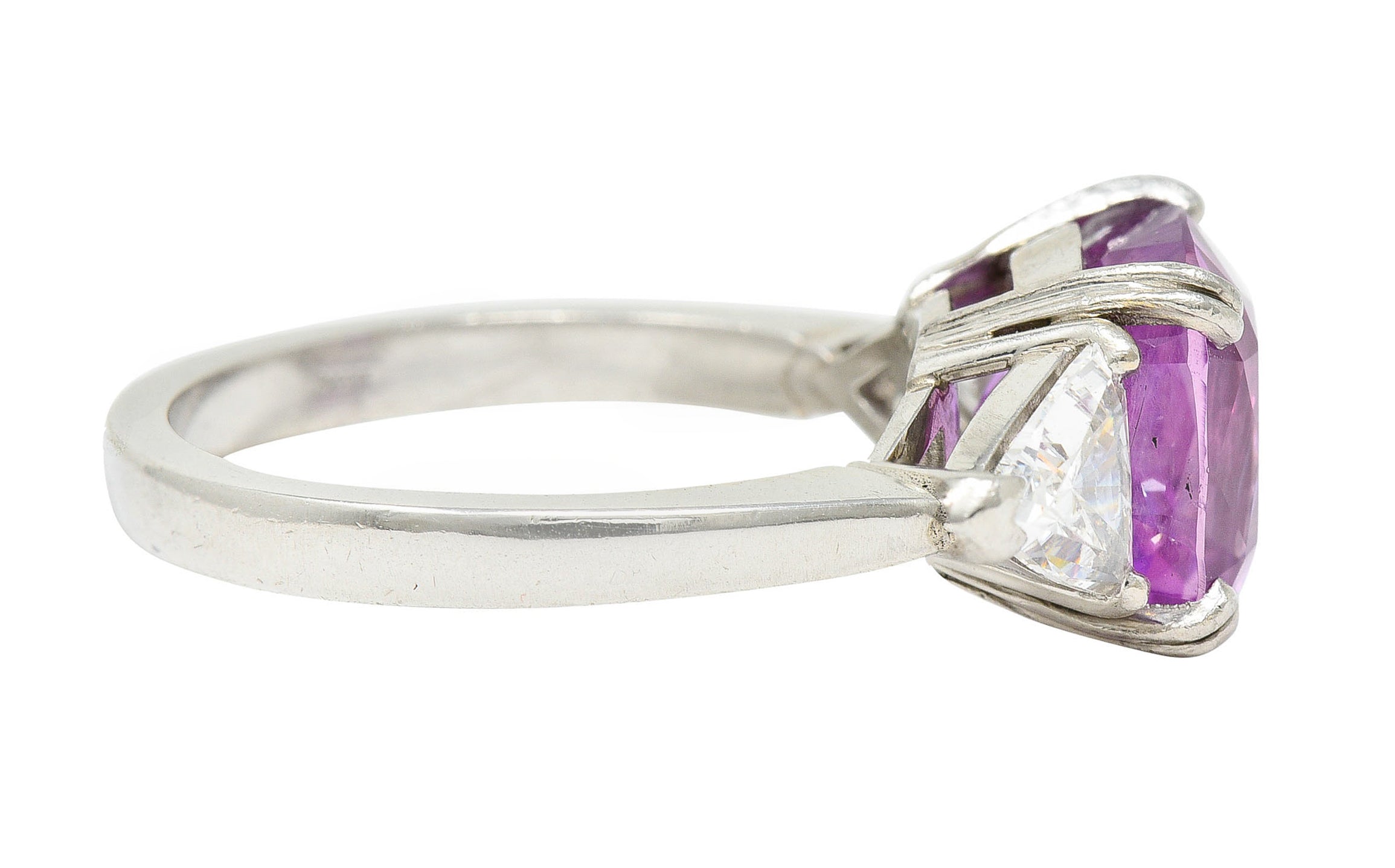 1980's Vintage 6.20 CTW Pink Sapphire Diamond Platinum Three Stone RingRing - Wilson's Estate Jewelry