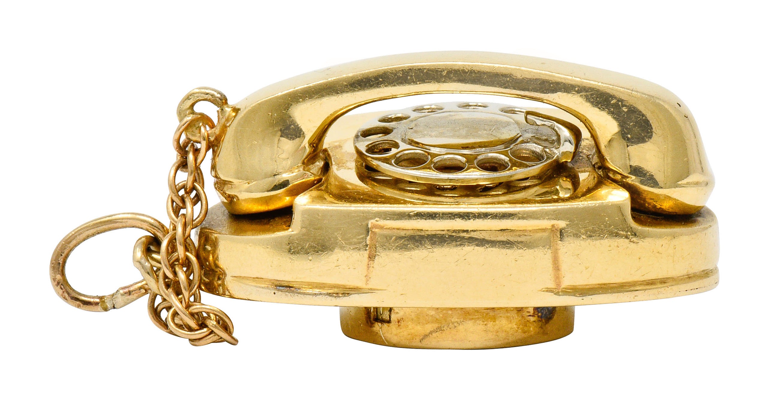 1960's Litacharm Inc. 14 Karat Gold Vintage Telephone Pendant Charmcharm - Wilson's Estate Jewelry