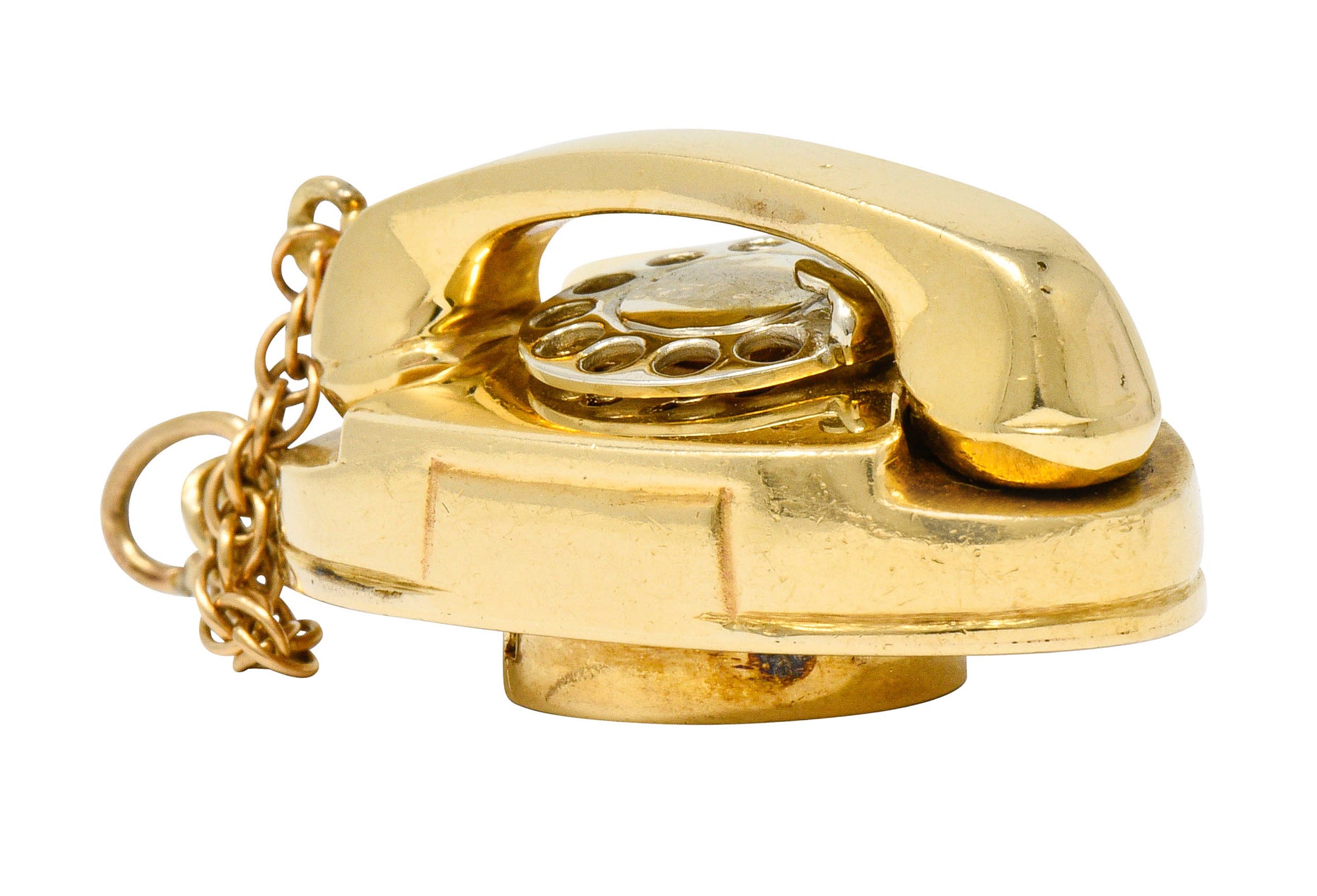 1960's Litacharm Inc. 14 Karat Gold Vintage Telephone Pendant Charmcharm - Wilson's Estate Jewelry