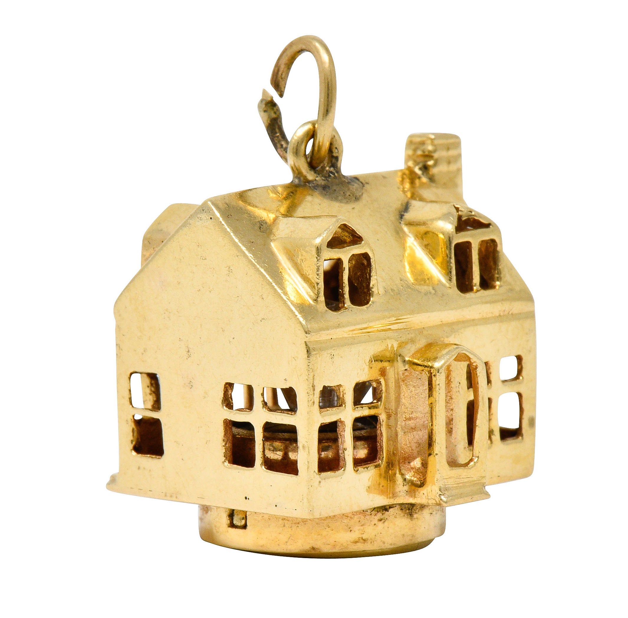 1960's Litacharm Inc. Vintage 14 Karat Gold House Pendant Charmcharm - Wilson's Estate Jewelry