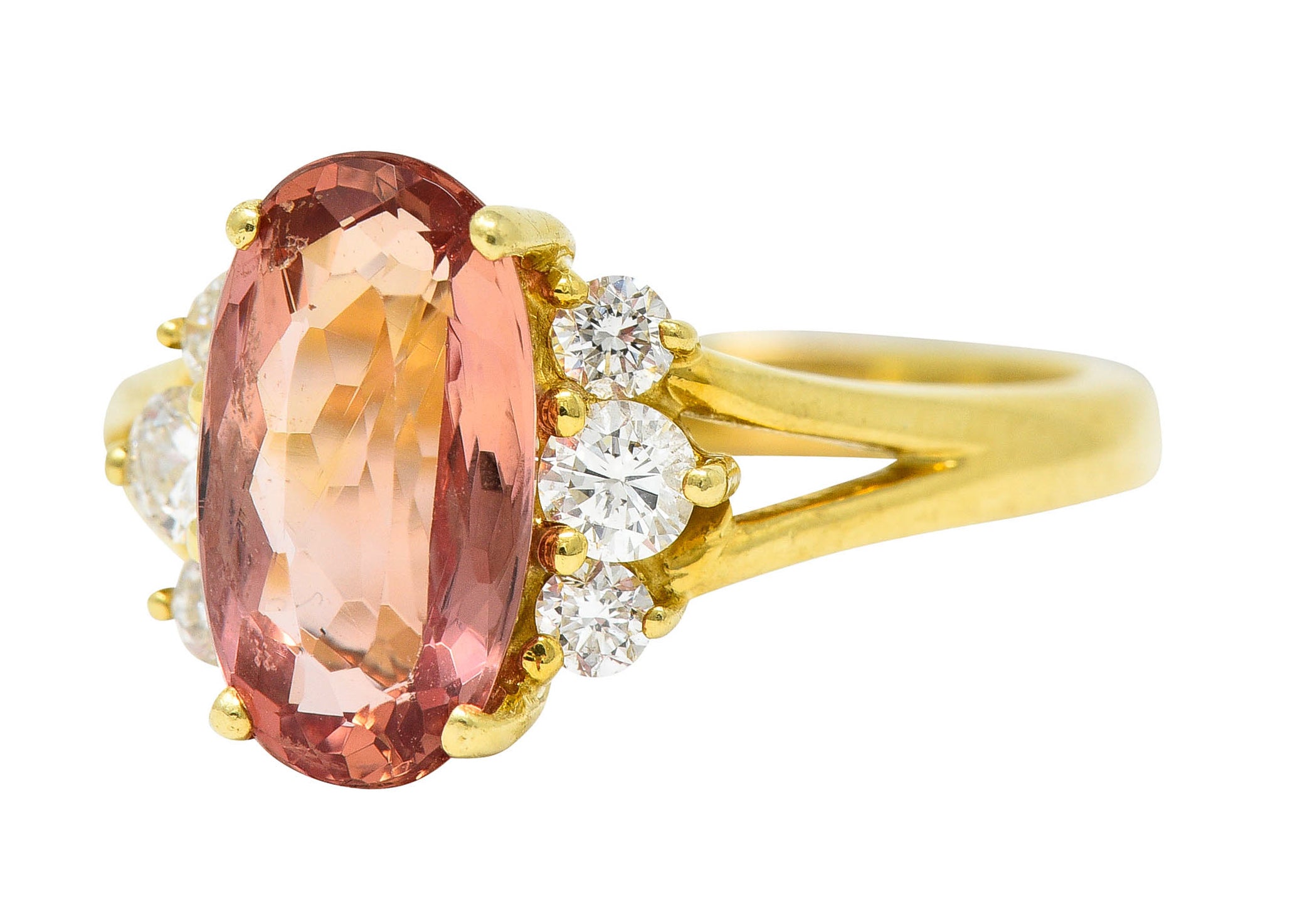 Vintage 2.95 CTW Imperial Topaz Diamond 18 Karat Gold Gemstone RingRing - Wilson's Estate Jewelry