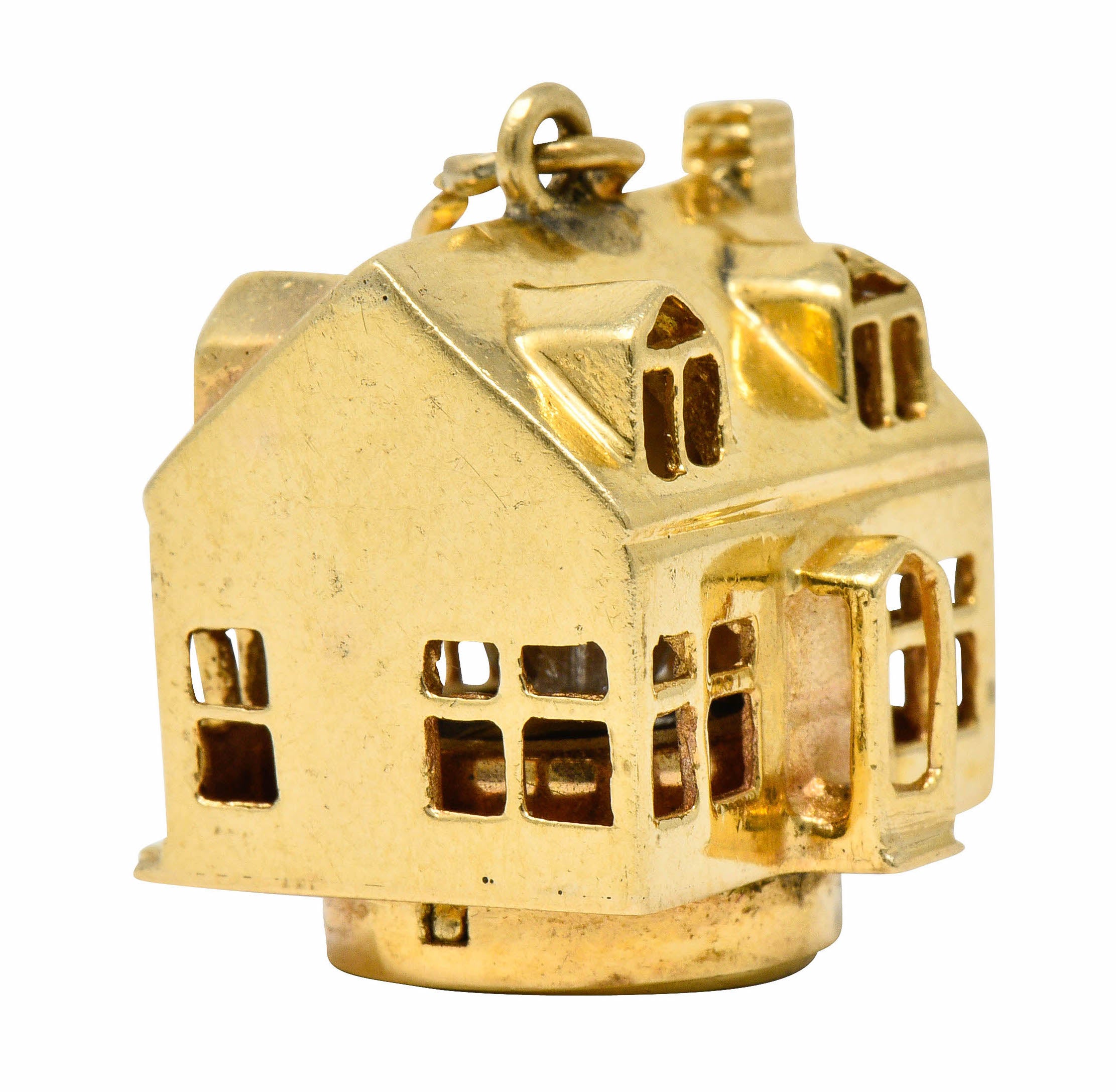 1960's Litacharm Inc. Vintage 14 Karat Gold House Pendant Charmcharm - Wilson's Estate Jewelry