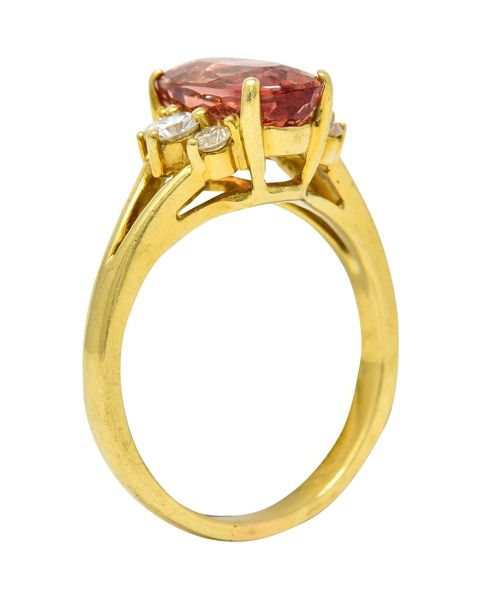 Vintage 2.95 CTW Imperial Topaz Diamond 18 Karat Gold Gemstone RingRing - Wilson's Estate Jewelry