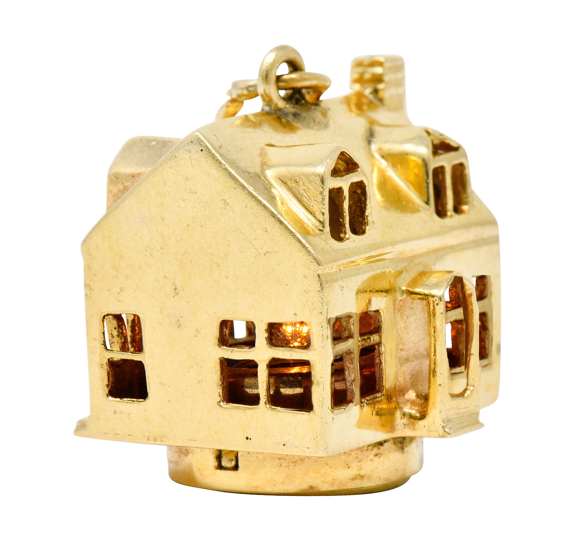 1960's Litacharm Inc. Vintage 14 Karat Gold House Pendant Charmcharm - Wilson's Estate Jewelry