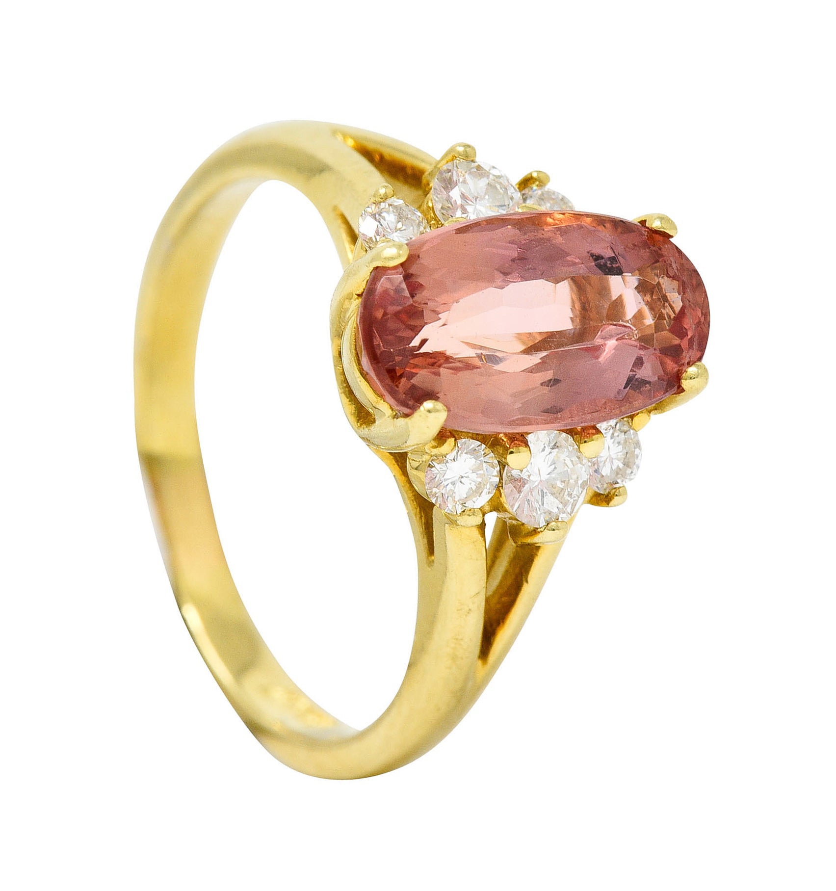 Vintage 2.95 CTW Imperial Topaz Diamond 18 Karat Gold Gemstone RingRing - Wilson's Estate Jewelry