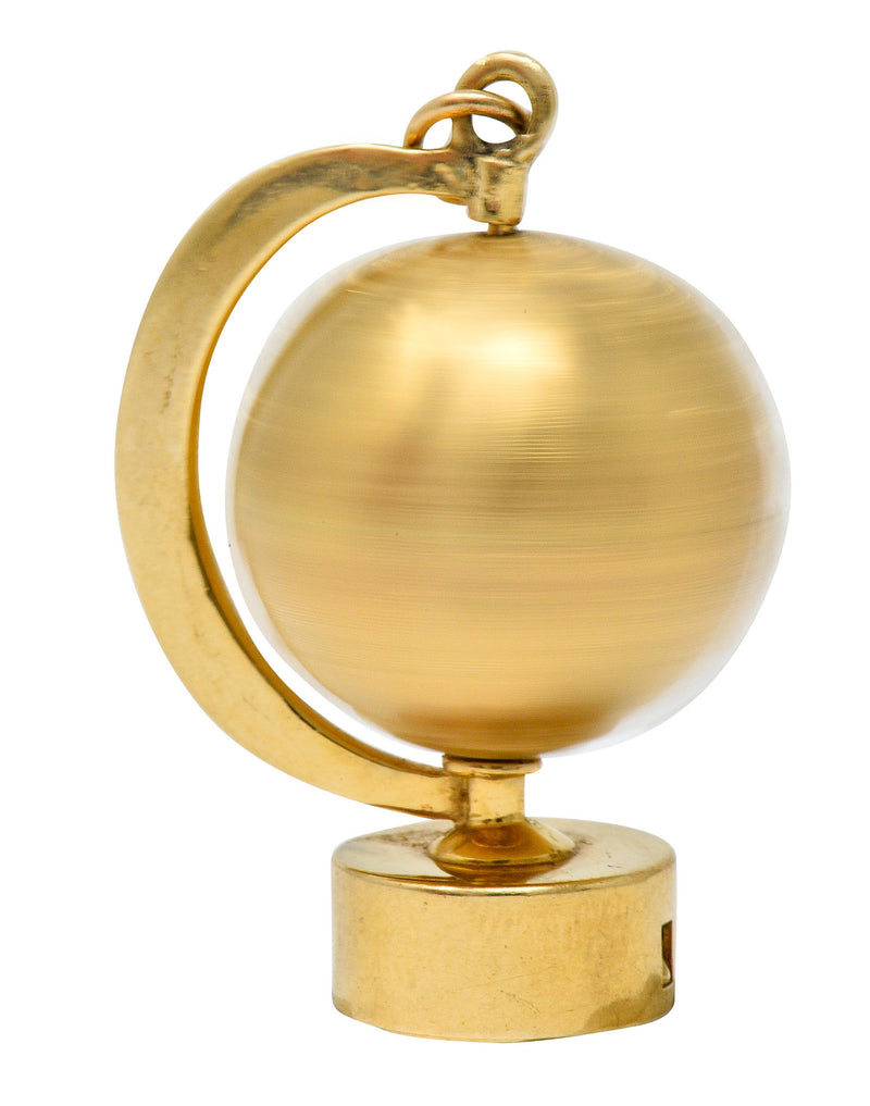 1960's Litacharm Inc. Vintage 14 Karat Gold Globe Pendant Charmcharm - Wilson's Estate Jewelry