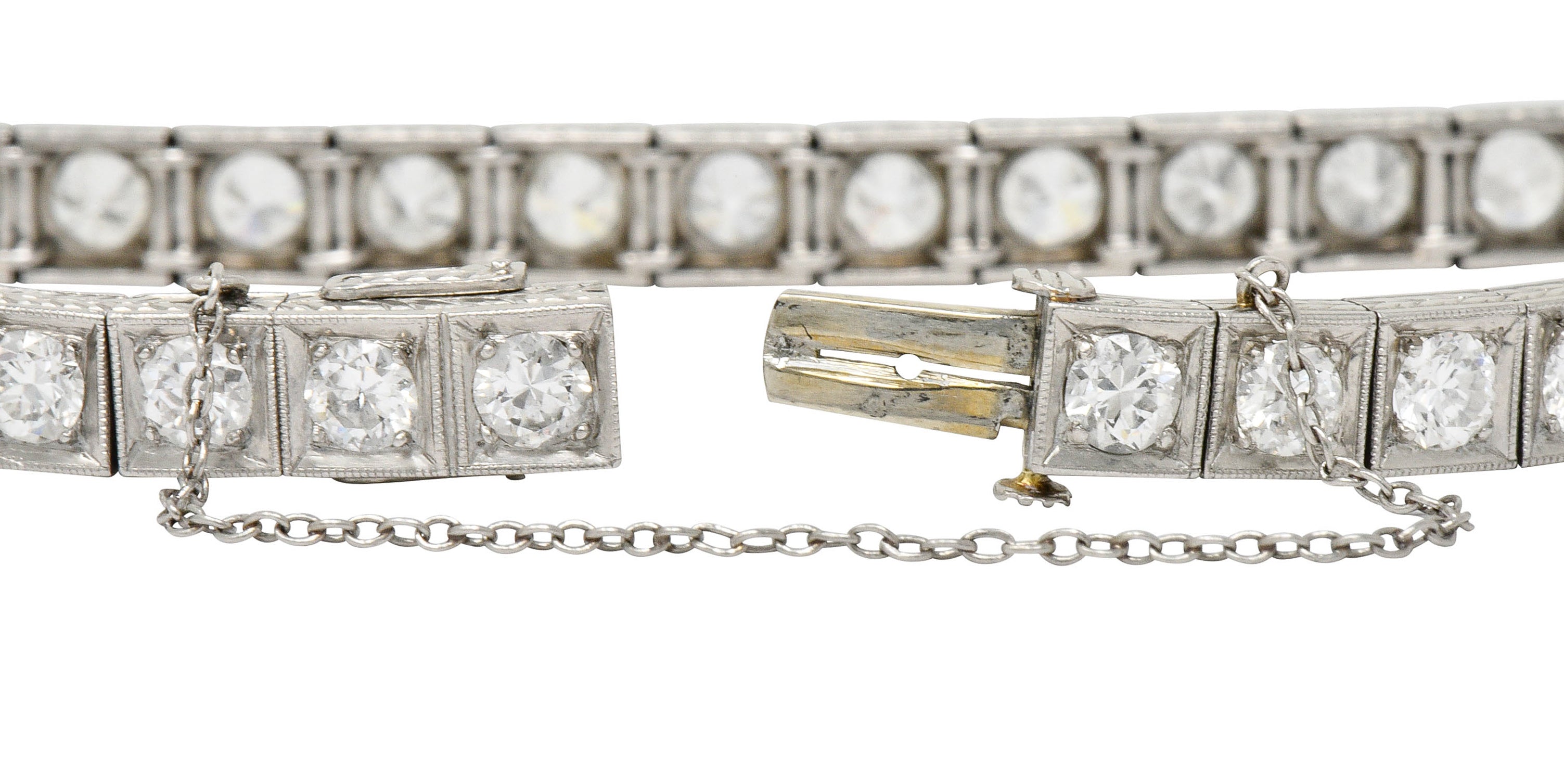 1930's Art Deco 5.90 CTW Diamond Platinum Line Braceletbracelet - Wilson's Estate Jewelry