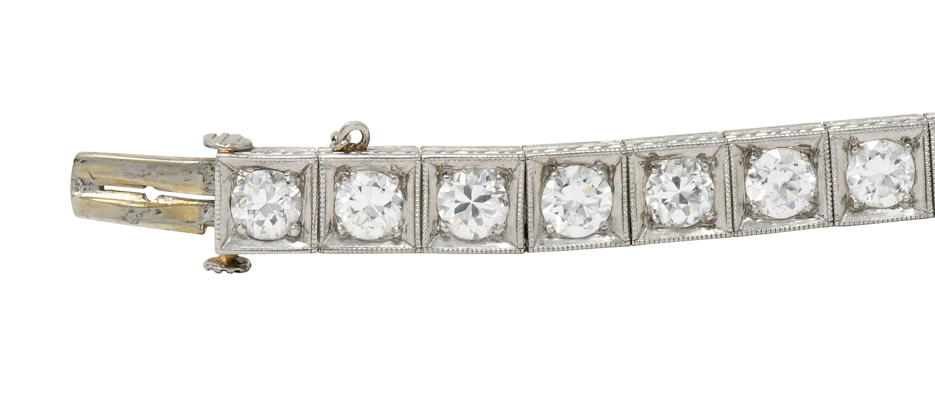 1930's Art Deco 5.90 CTW Diamond Platinum Line Braceletbracelet - Wilson's Estate Jewelry