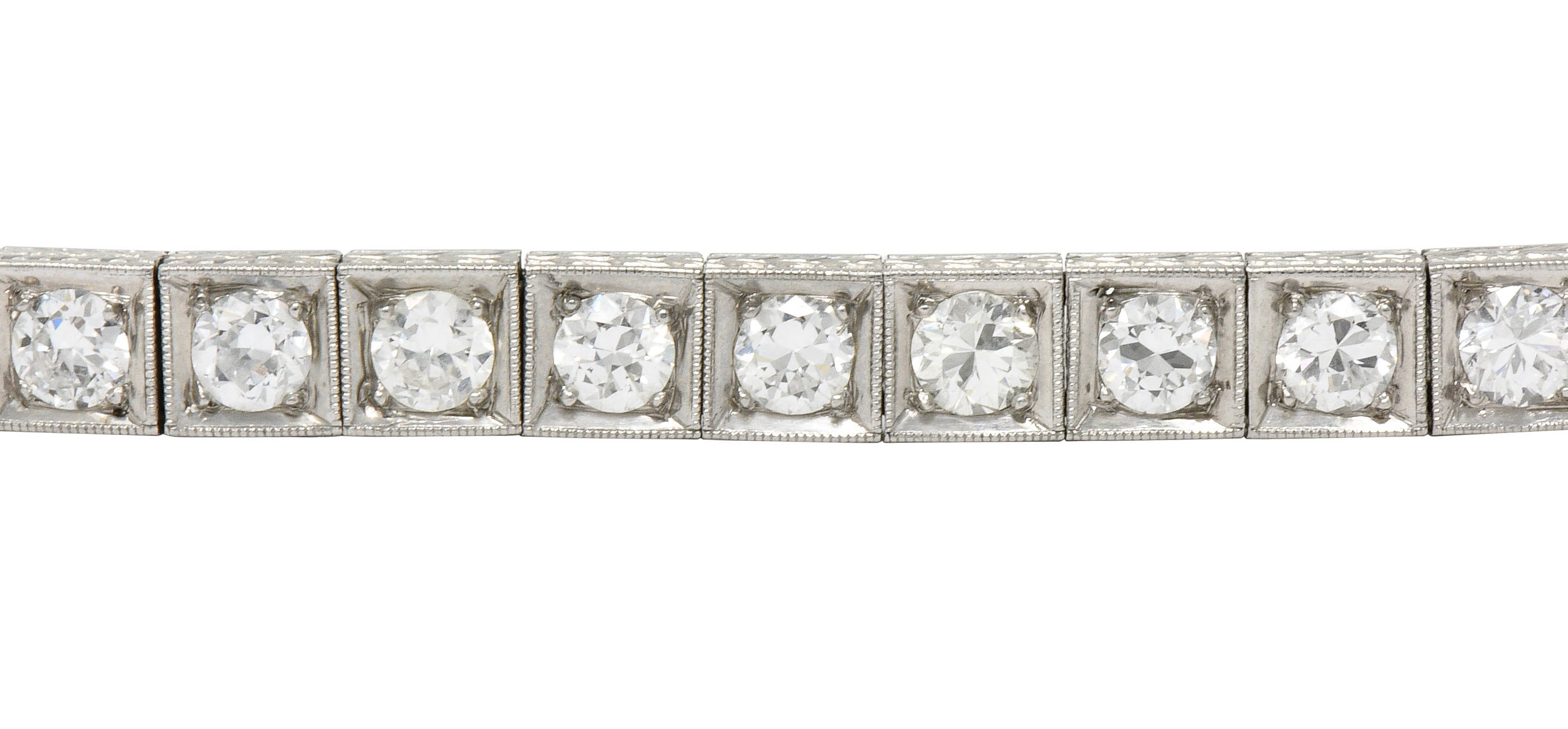 1930's Art Deco 5.90 CTW Diamond Platinum Line Braceletbracelet - Wilson's Estate Jewelry