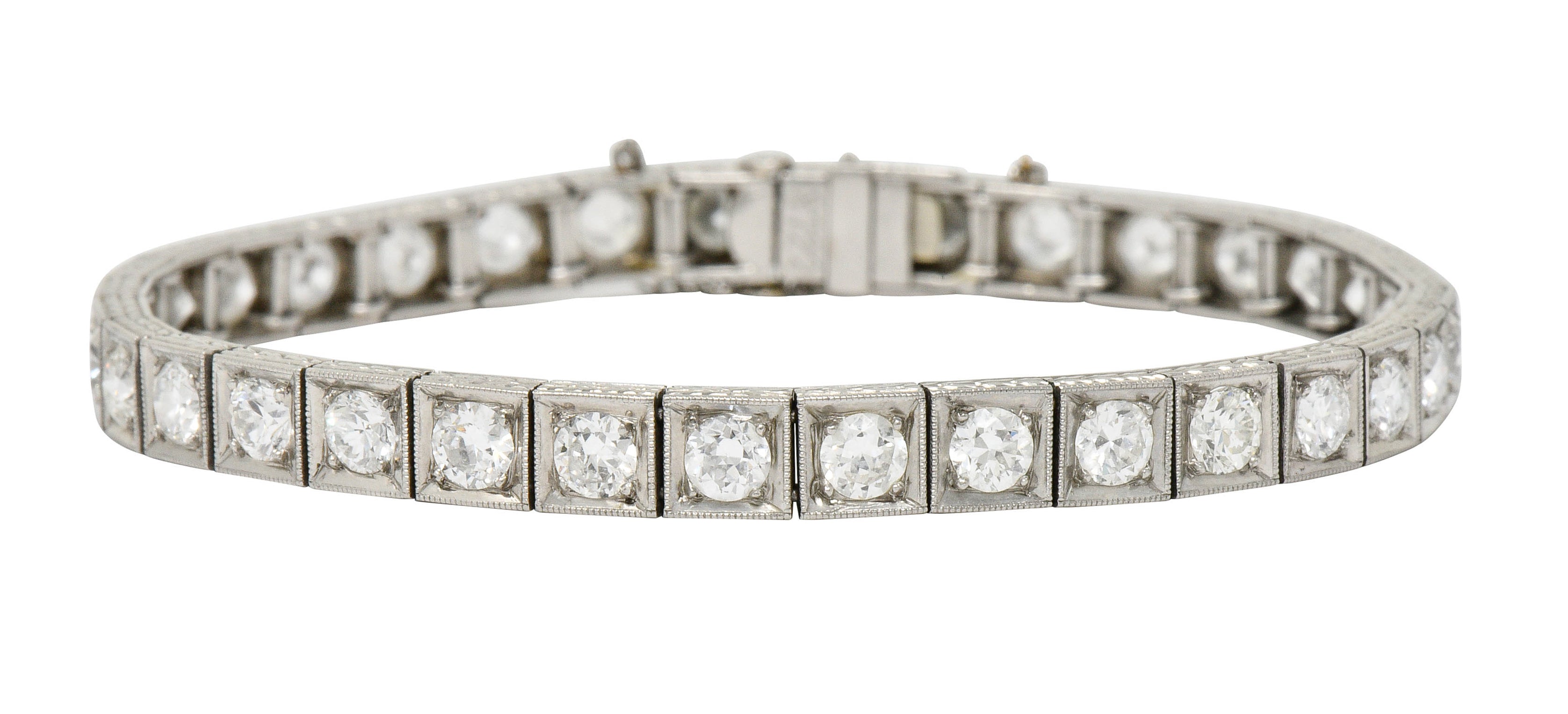 1930's Art Deco 5.90 CTW Diamond Platinum Line Braceletbracelet - Wilson's Estate Jewelry