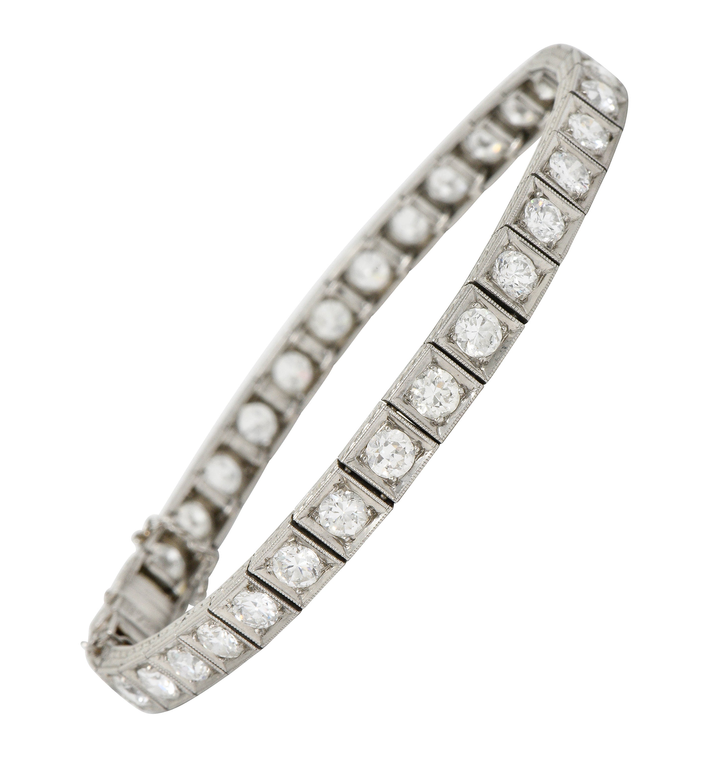 1930's Art Deco 5.90 CTW Diamond Platinum Line Braceletbracelet - Wilson's Estate Jewelry