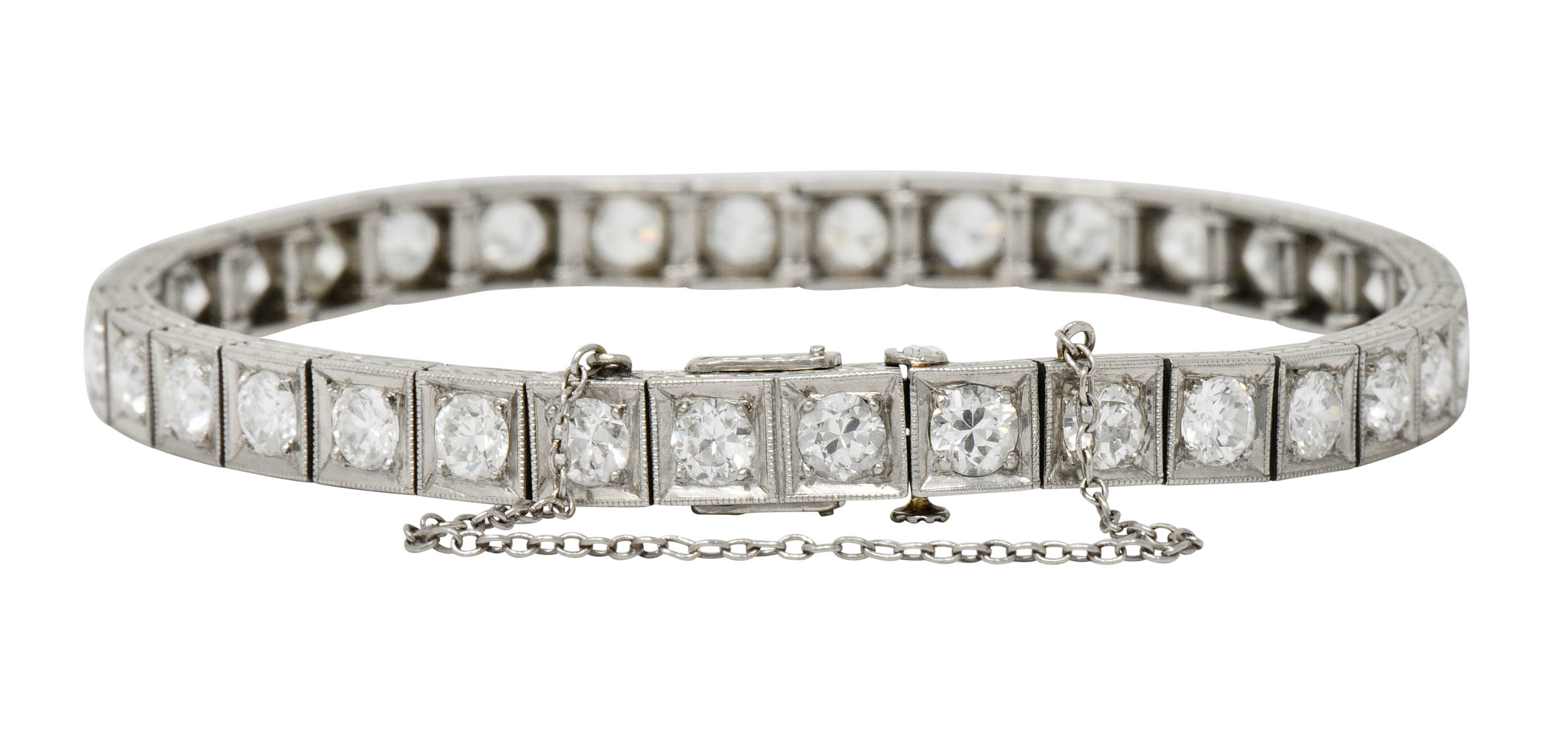 1930's Art Deco 5.90 CTW Diamond Platinum Line Braceletbracelet - Wilson's Estate Jewelry