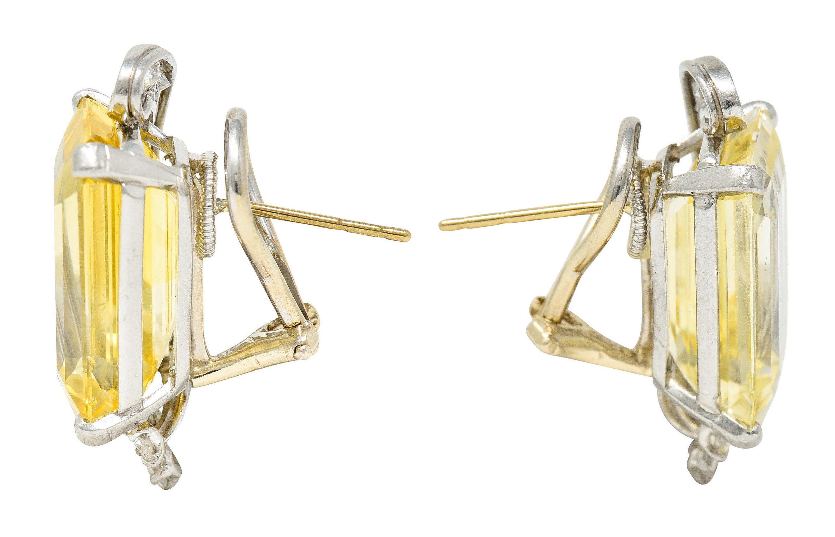 1950's Mid-Century 28.05 CTW Yellow Sapphire Diamond Platinum EarringsEarrings - Wilson's Estate Jewelry