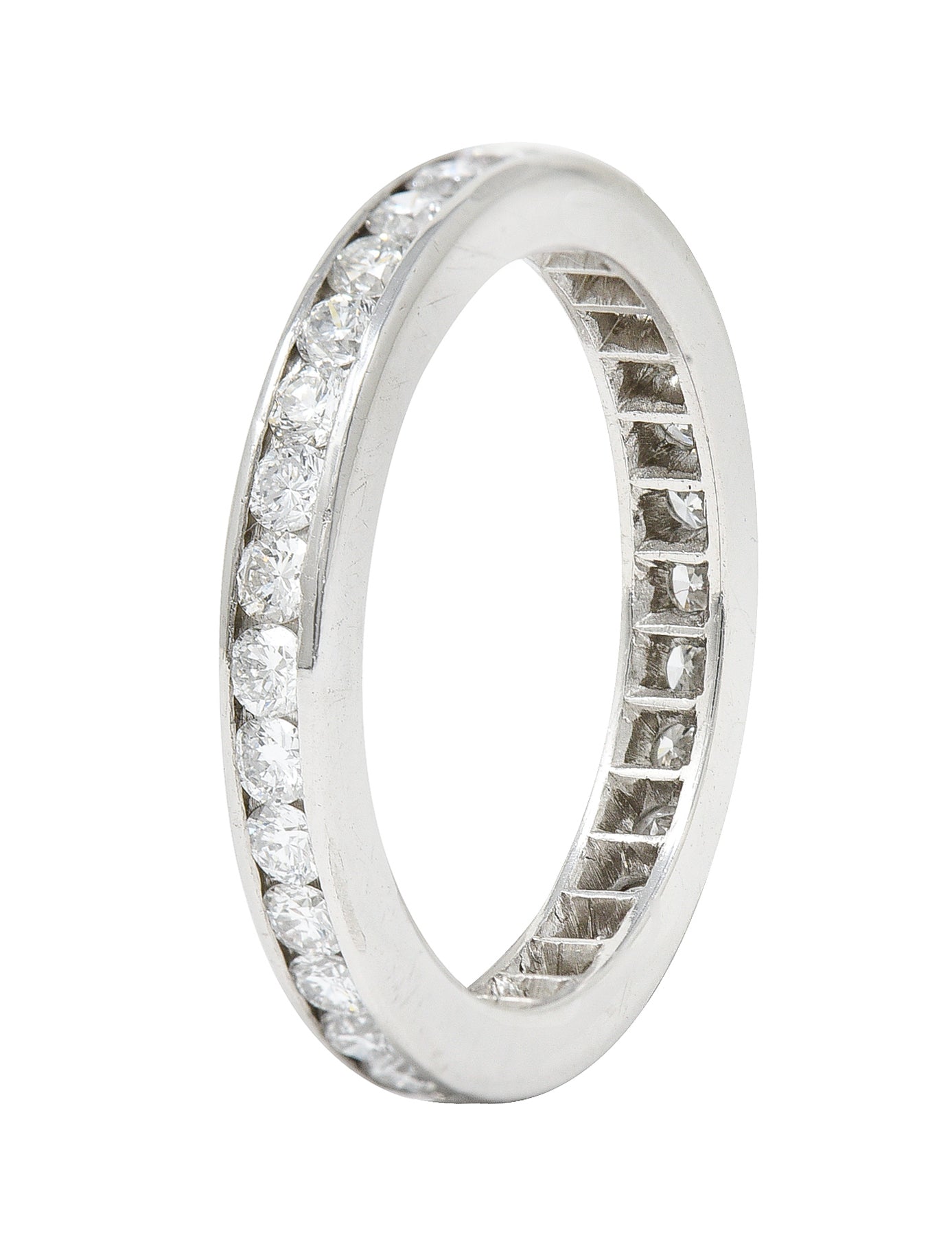 Modern 0.96 CTW Diamond Platinum Eternity Wedding Band Ring Wilson's Estate Jewelry