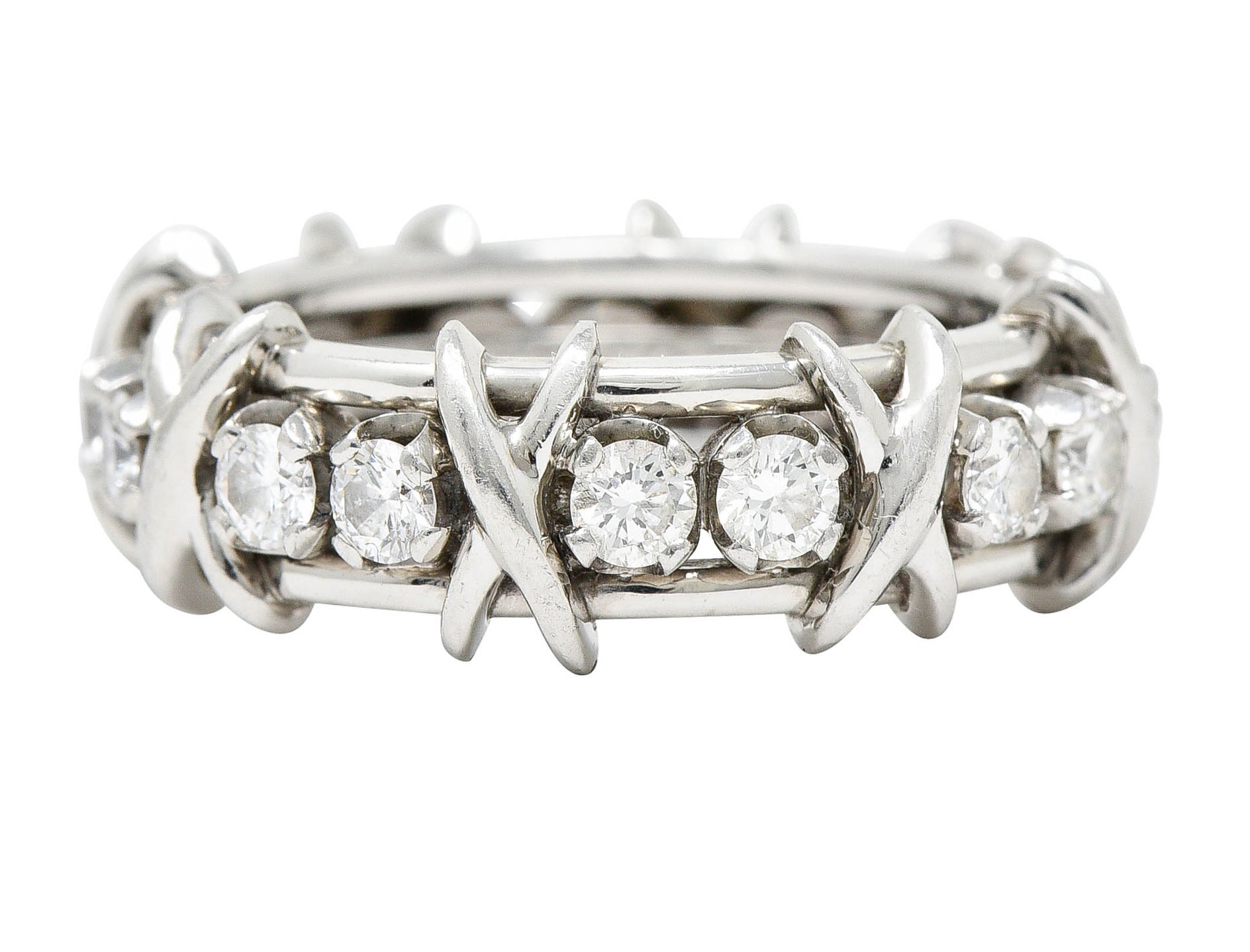 Schlumberger Tiffany & Co. 1.15 CTW Diamond Platinum X Band RingRing - Wilson's Estate Jewelry