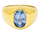 1940's Retro 3.40 CTW Ceylon Sapphire 14 Karat Gold Unisex Signet RingRing - Wilson's Estate Jewelry