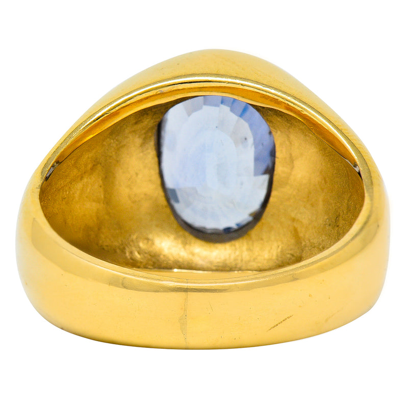 1940's Retro 3.40 CTW Ceylon Sapphire 14 Karat Gold Unisex Signet RingRing - Wilson's Estate Jewelry