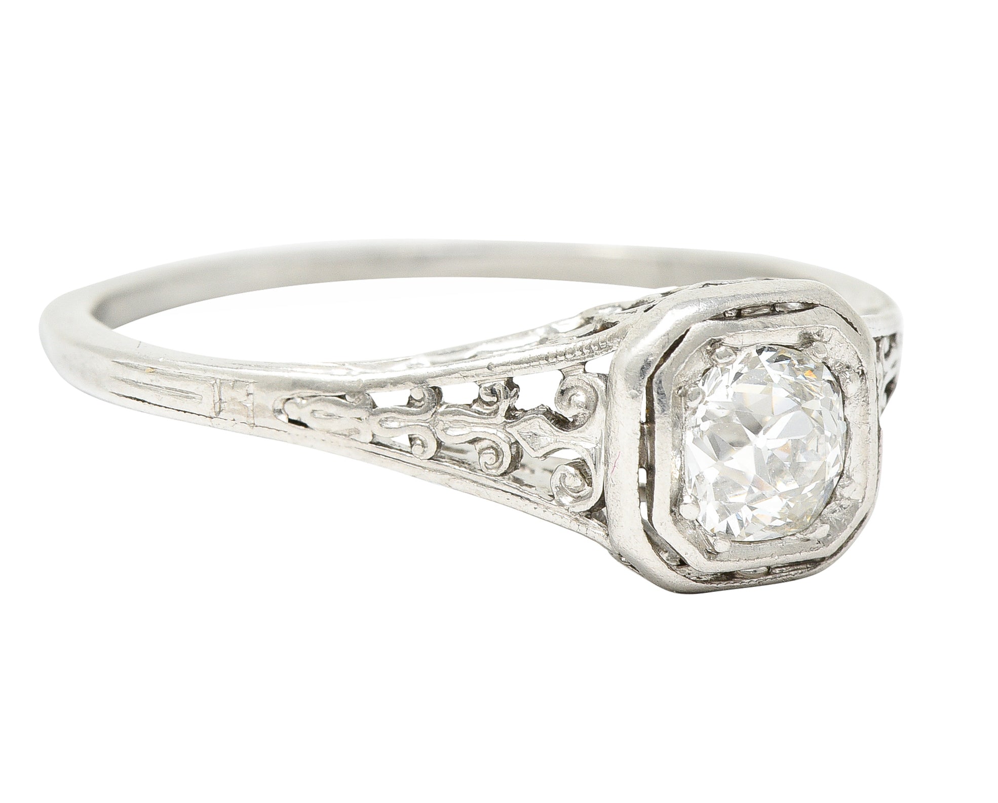 Jones & Woodland 0.35 CTW Old Mine Diamond Platinum Engagement Ring Wilson's Estate Jewelry