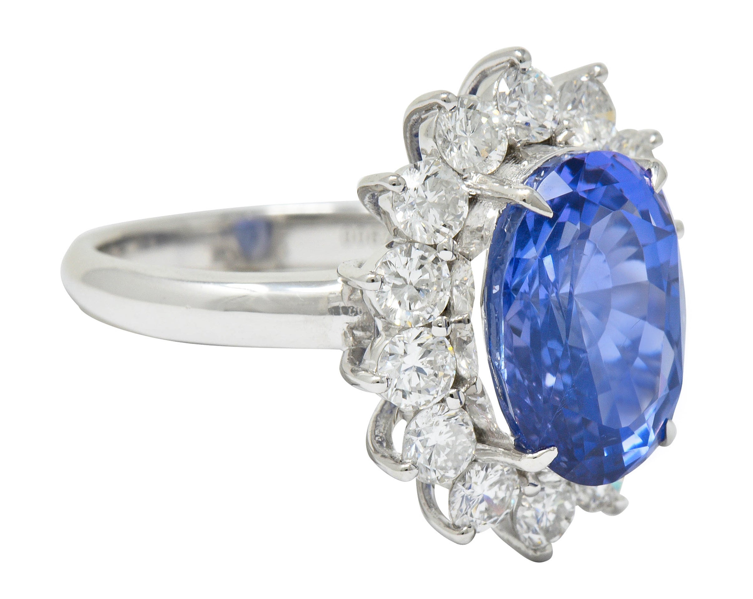 9.63 CTW No Heat Ceylon Sapphire Diamond Platinum Cluster Ring GIARing - Wilson's Estate Jewelry