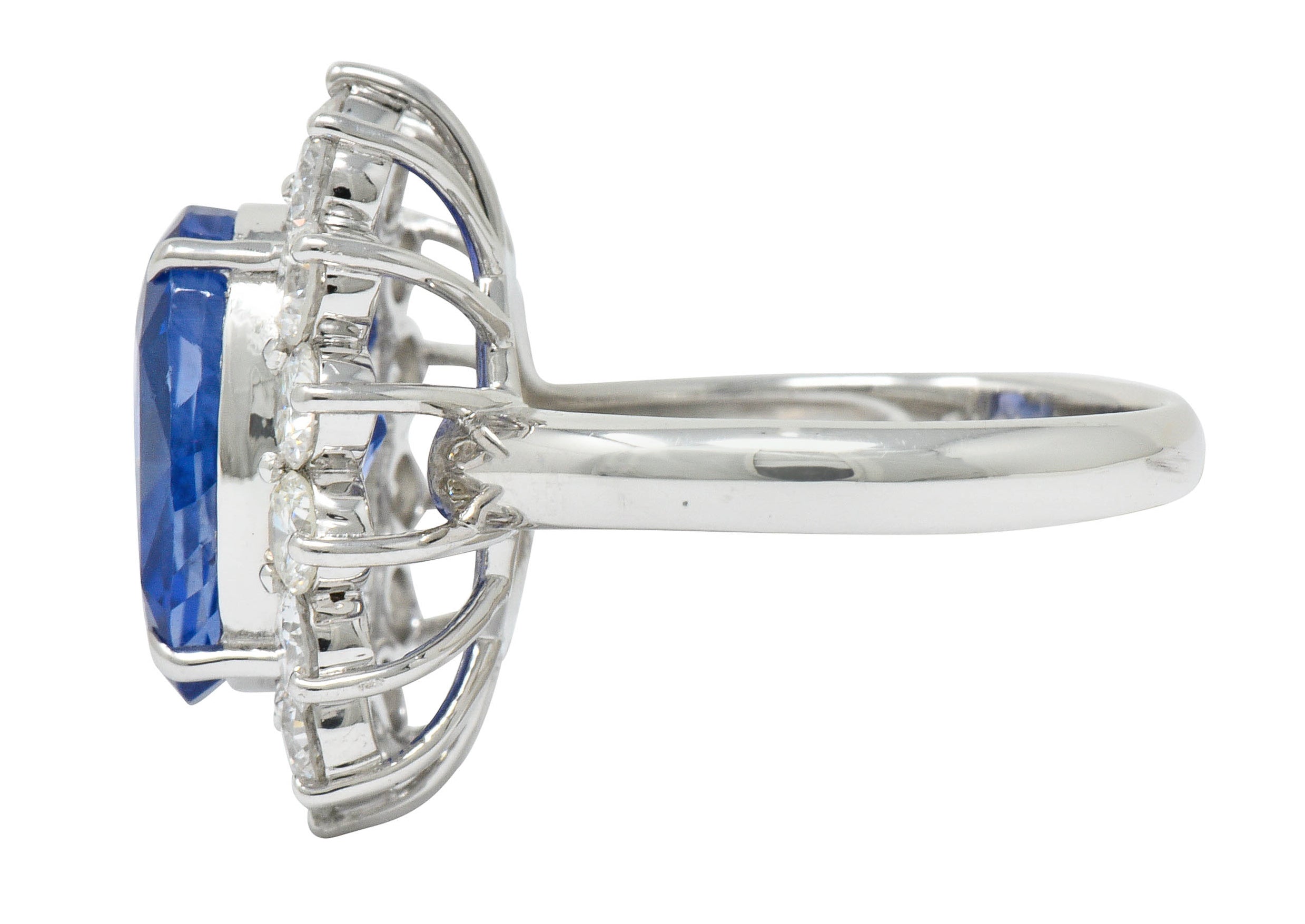 9.63 CTW No Heat Ceylon Sapphire Diamond Platinum Cluster Ring GIARing - Wilson's Estate Jewelry