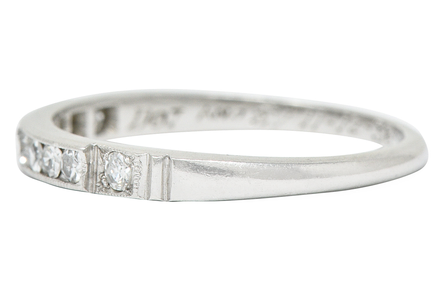 1938 Art Deco Diamond Platinum Anniversary Band Ringring - Wilson's Estate Jewelry