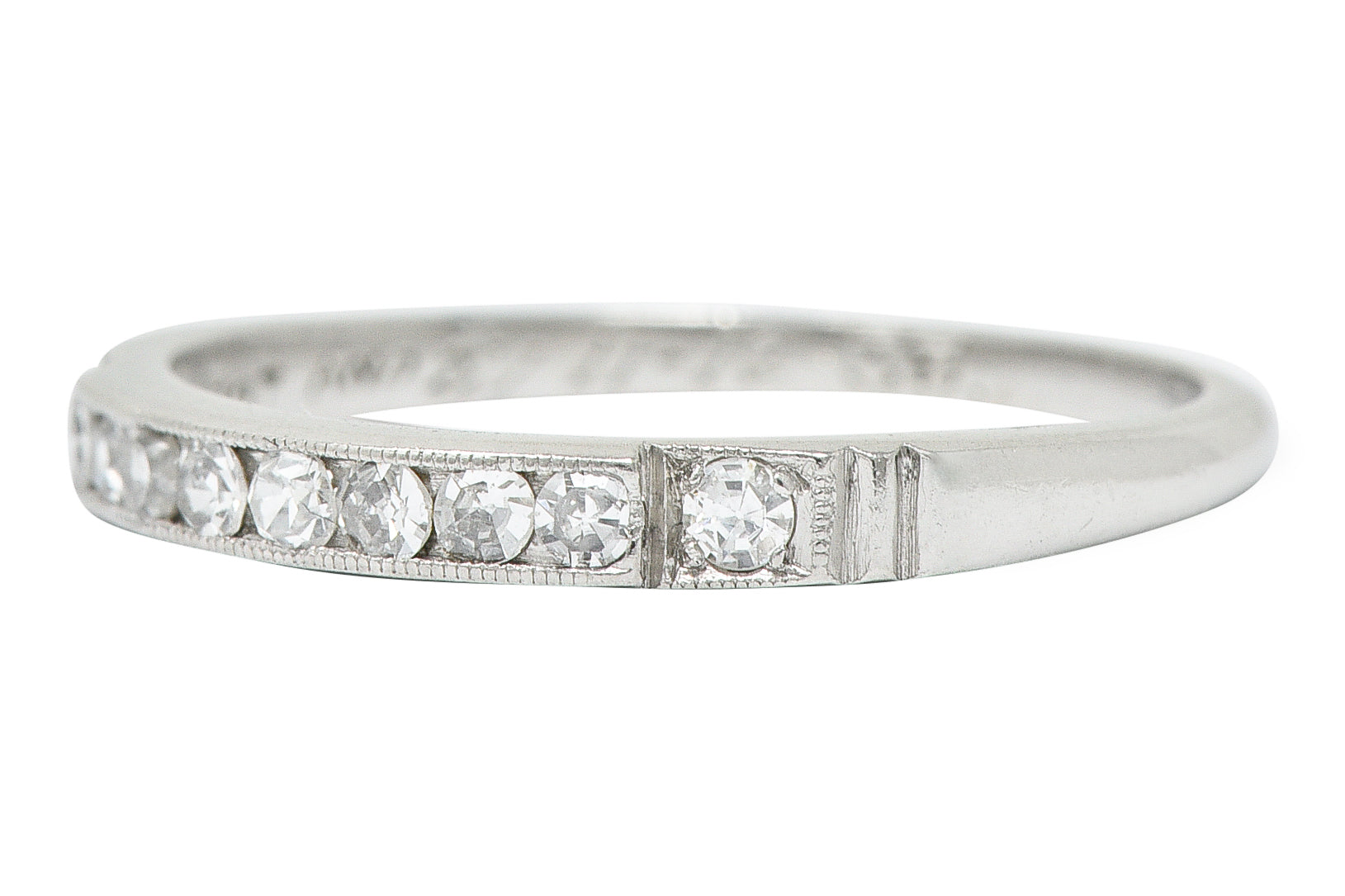 1938 Art Deco Diamond Platinum Anniversary Band Ringring - Wilson's Estate Jewelry