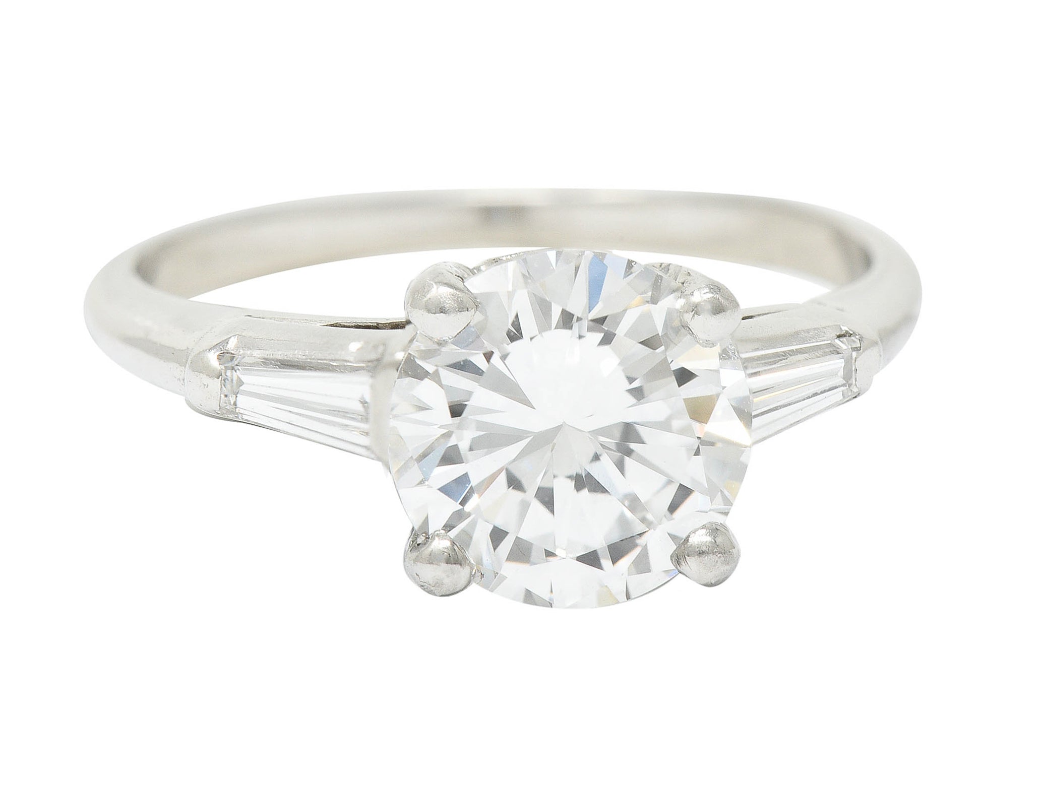 1950's J.E. Caldwell 1.81 CTW Diamond Platinum Three Stone Engagement RingRing - Wilson's Estate Jewelry