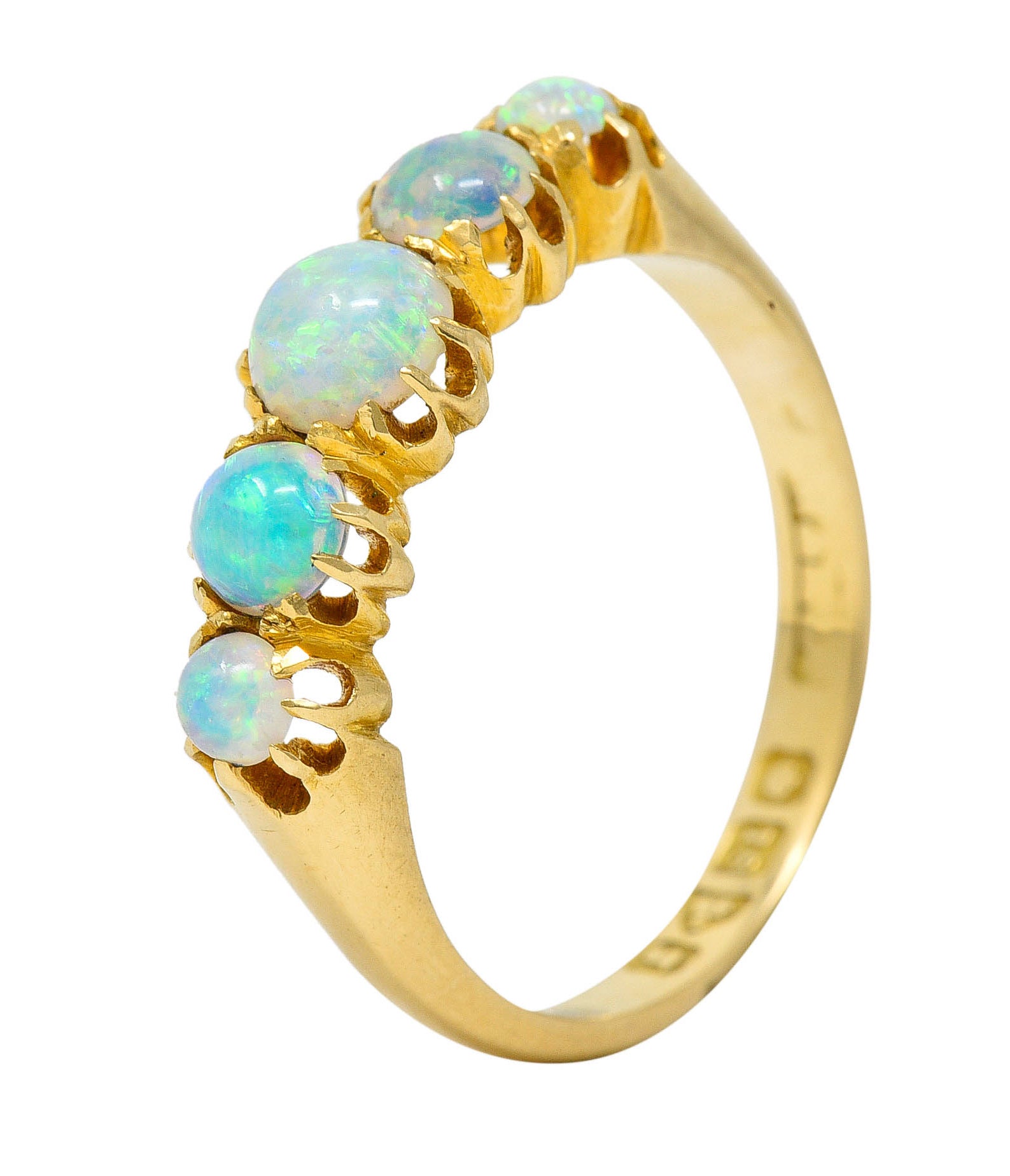 1960's Vintage British Opal 18 Karat Gold Five Stone RingRing - Wilson's Estate Jewelry