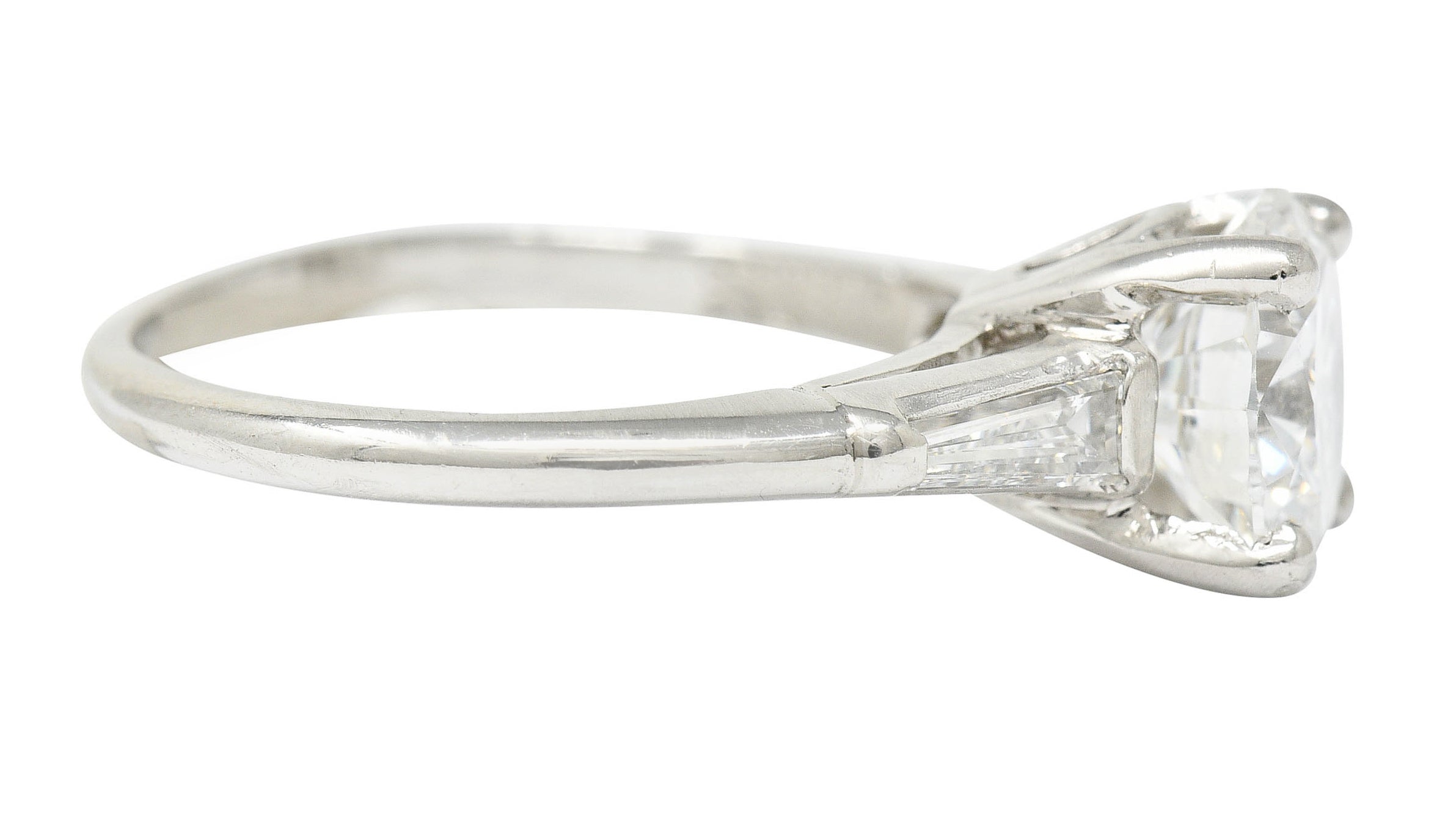 1950's J.E. Caldwell 1.81 CTW Diamond Platinum Three Stone Engagement RingRing - Wilson's Estate Jewelry