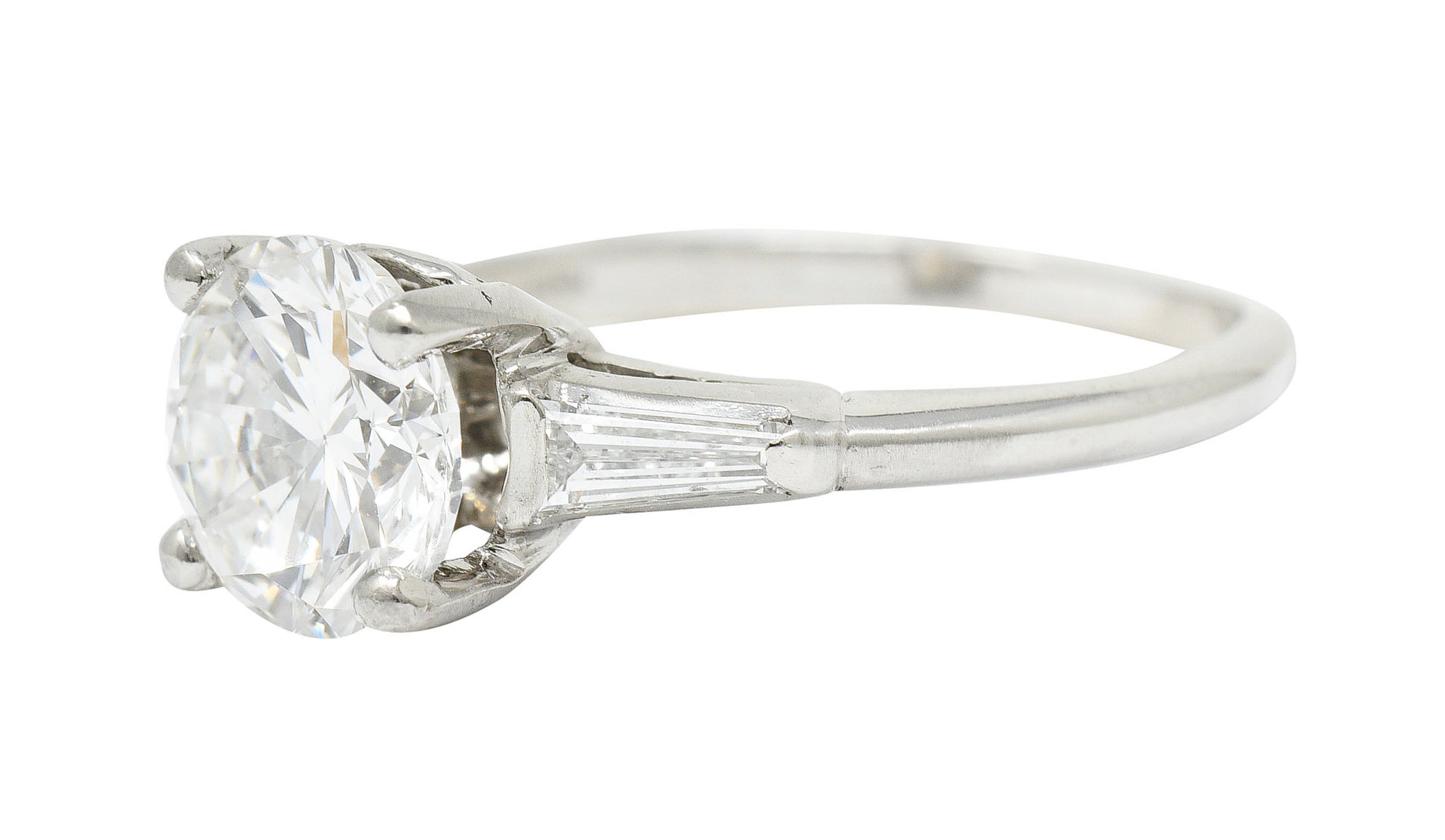 1950's J.E. Caldwell 1.81 CTW Diamond Platinum Three Stone Engagement RingRing - Wilson's Estate Jewelry