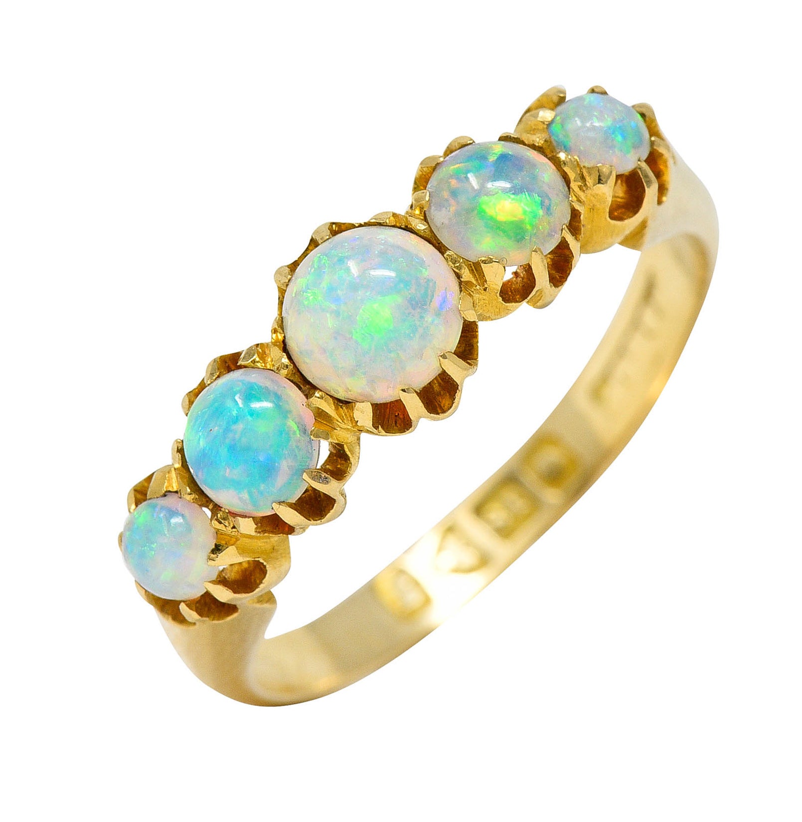 1960's Vintage British Opal 18 Karat Gold Five Stone RingRing - Wilson's Estate Jewelry