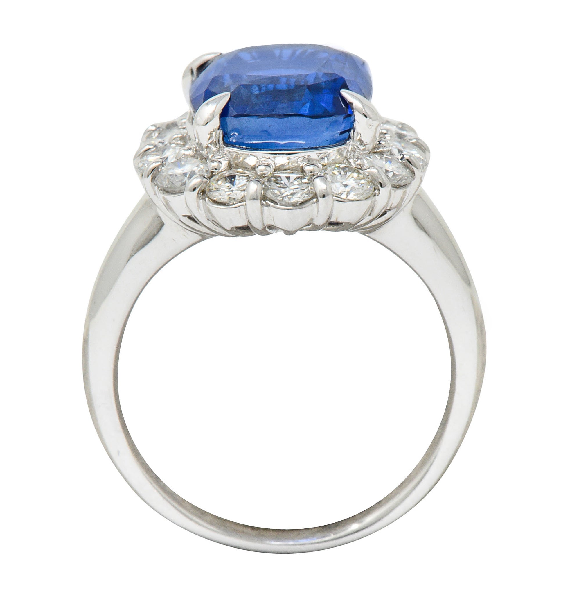 Contemporary 8.35 CTW Sapphire Diamond Platinum Cluster RingRing - Wilson's Estate Jewelry