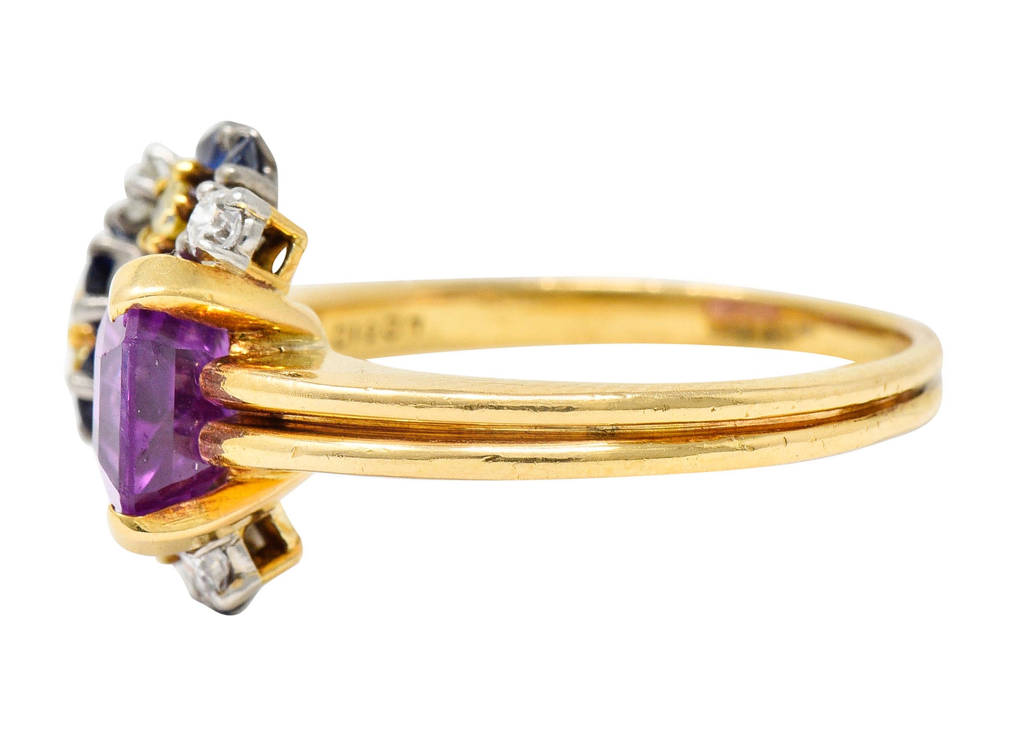 Oscar Heyman 4.24 CTW Lavender Sapphire Diamond Sapphire 18 Karat Gold Cluster RingRing - Wilson's Estate Jewelry