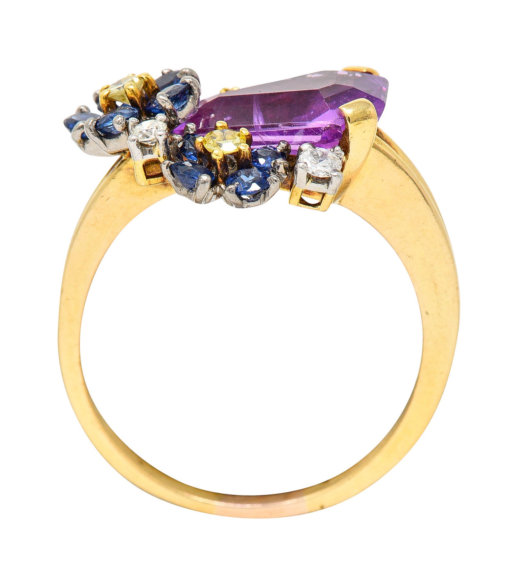 Oscar Heyman 4.24 CTW Lavender Sapphire Diamond Sapphire 18 Karat Gold Cluster RingRing - Wilson's Estate Jewelry