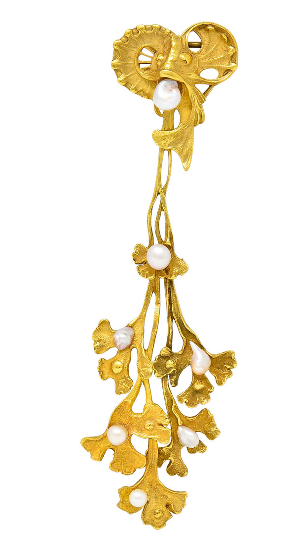 Art Nouveau Pearl 18 Karat Gold Sea Serpent Pendant BroochBrooch - Wilson's Estate Jewelry