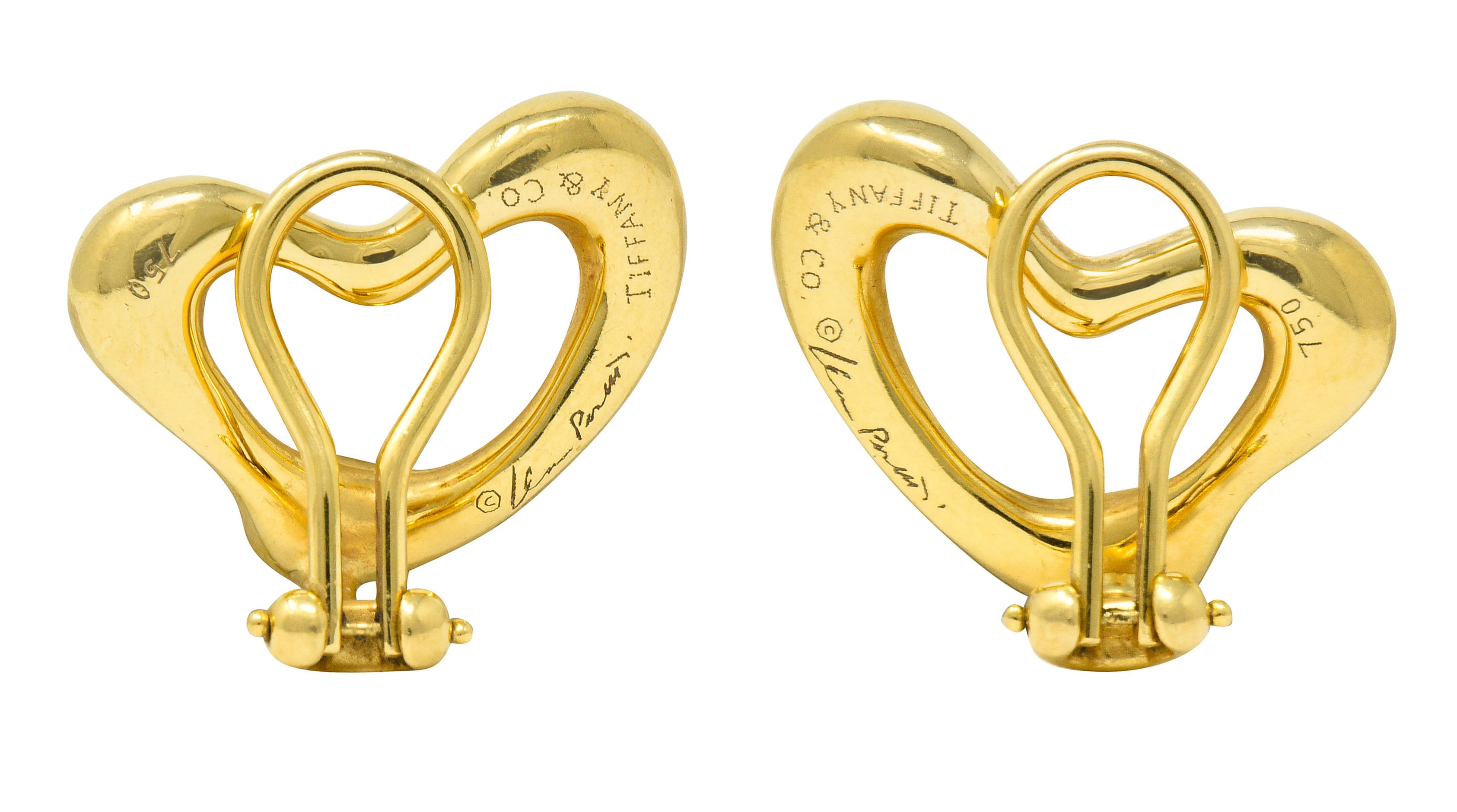 Elsa Peretti Tiffany & Co. 18 Karat Gold Open Heart Ear-Clip EarringsEarrings - Wilson's Estate Jewelry