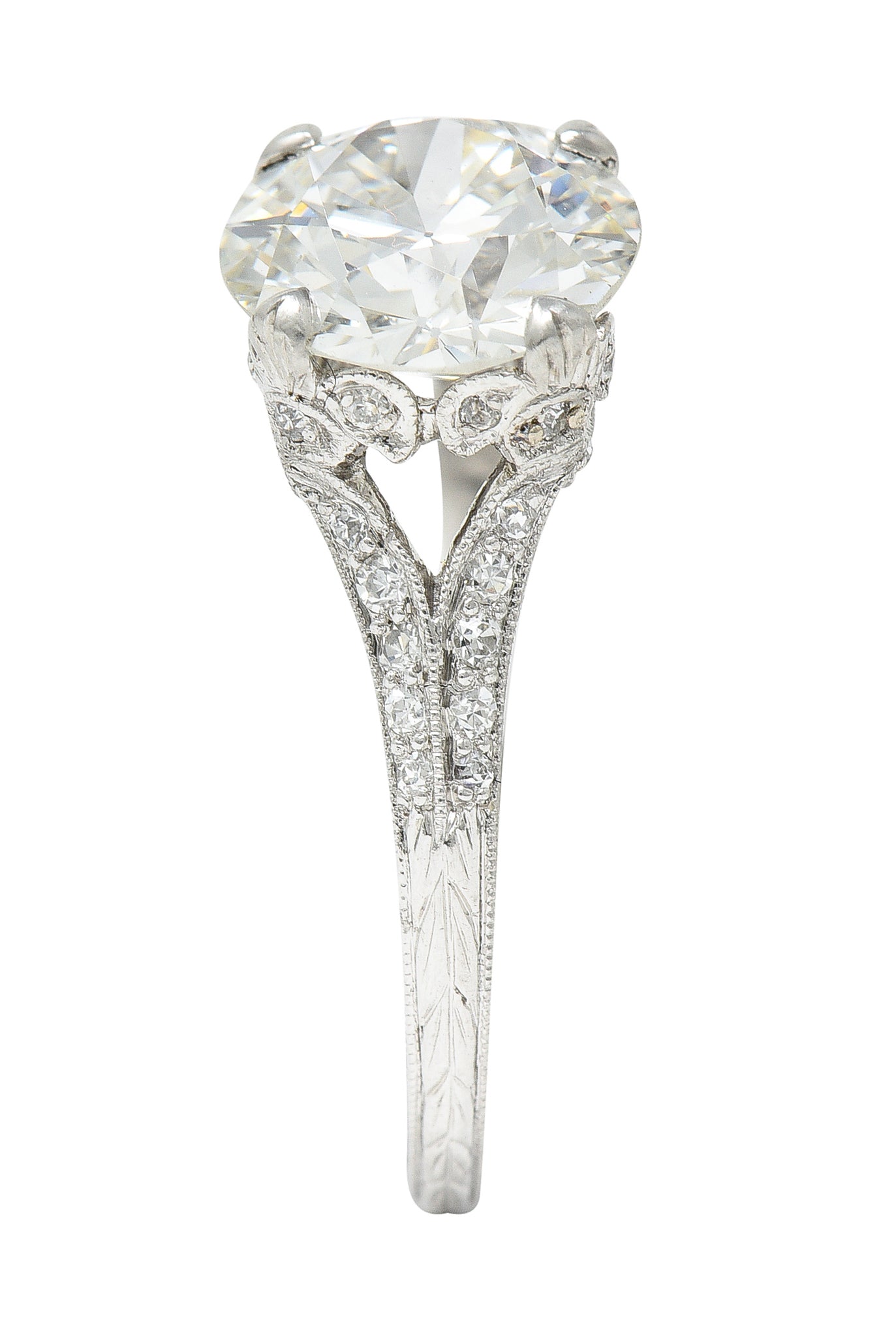 Art Deco 2.35 CTW Diamond Platinum Fleur-De-Lis Engagement Ring GIA Wilson's Estate Jewelry