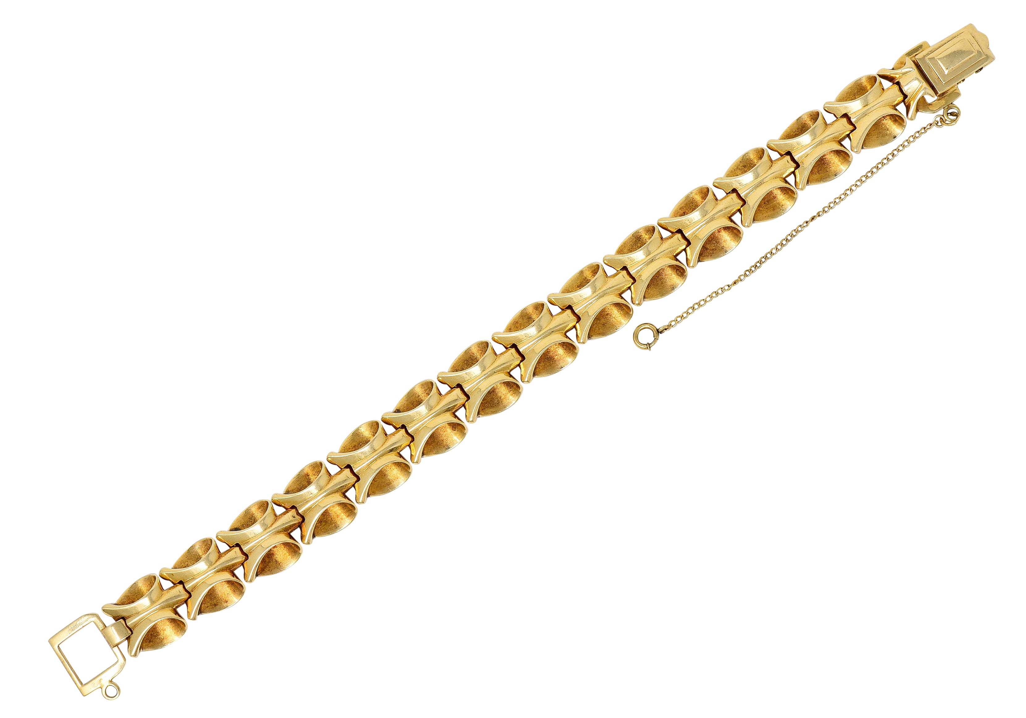 1940's Retro 14 Karat Gold Stylized Link Bracelet - Wilson's Estate Jewelry