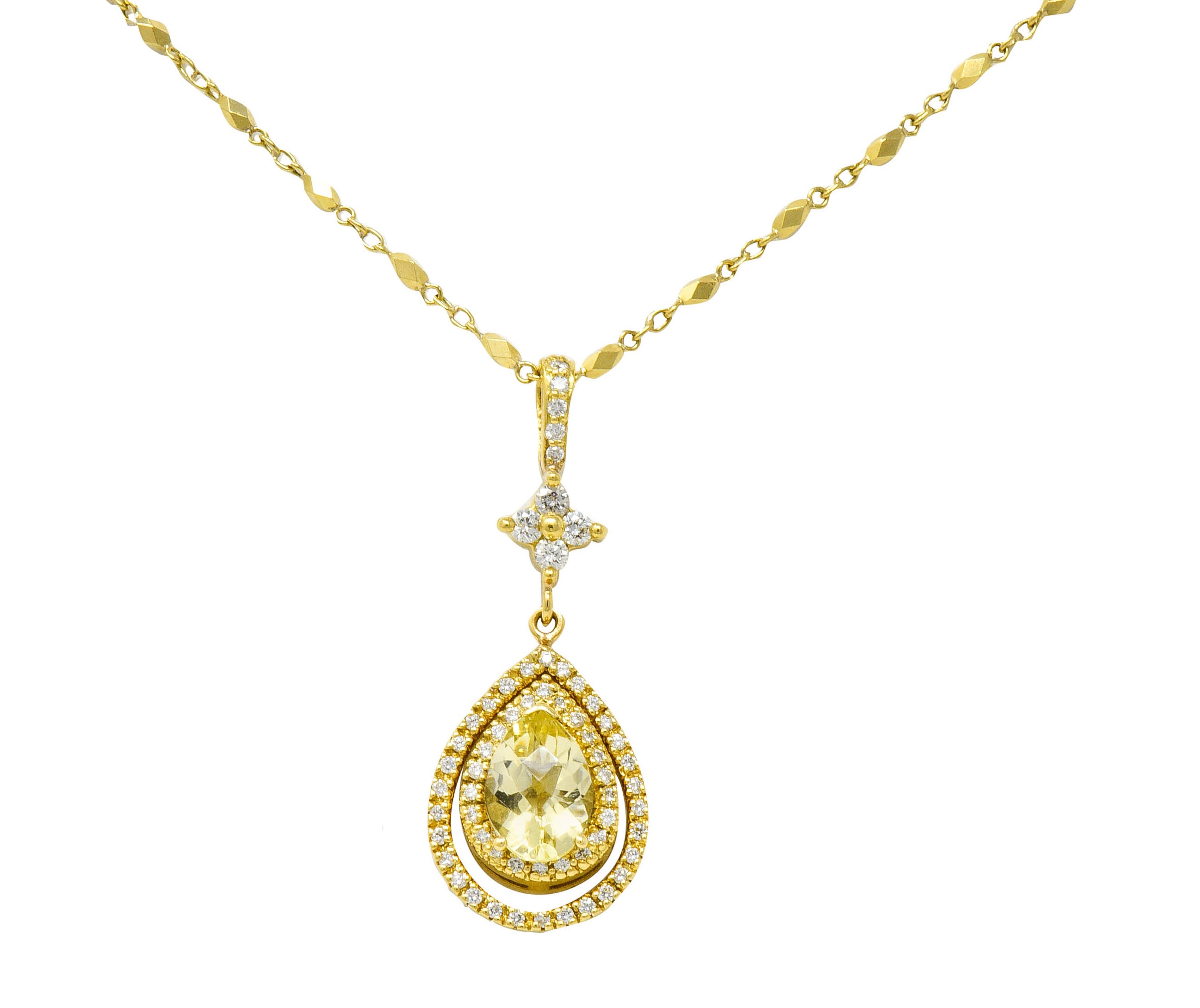 Lovely Green Beryl Diamond 18 Karat Gold Drop Pendant NecklaceNecklace - Wilson's Estate Jewelry