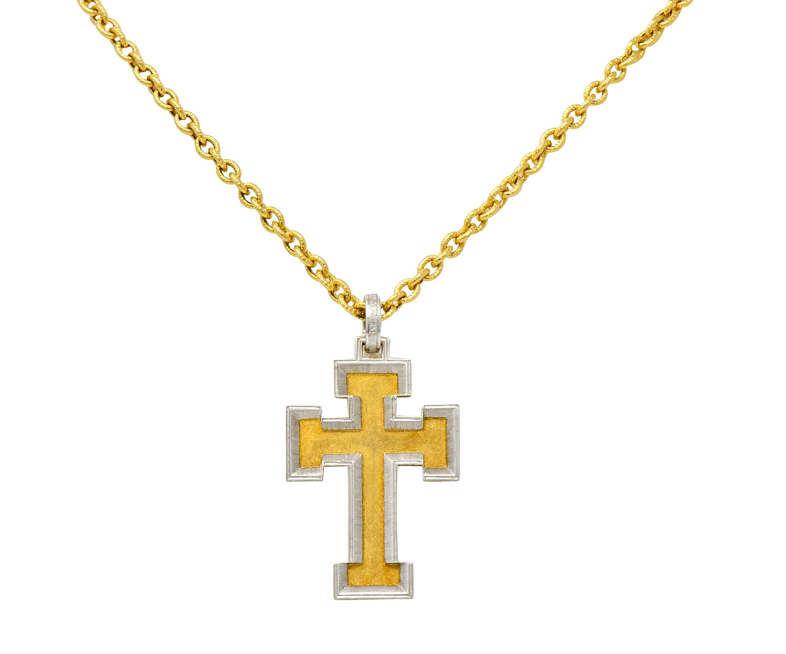 Buccellati Vintage Italian Platinum 18 Karat Gold Cross Pendant NecklaceNecklace - Wilson's Estate Jewelry