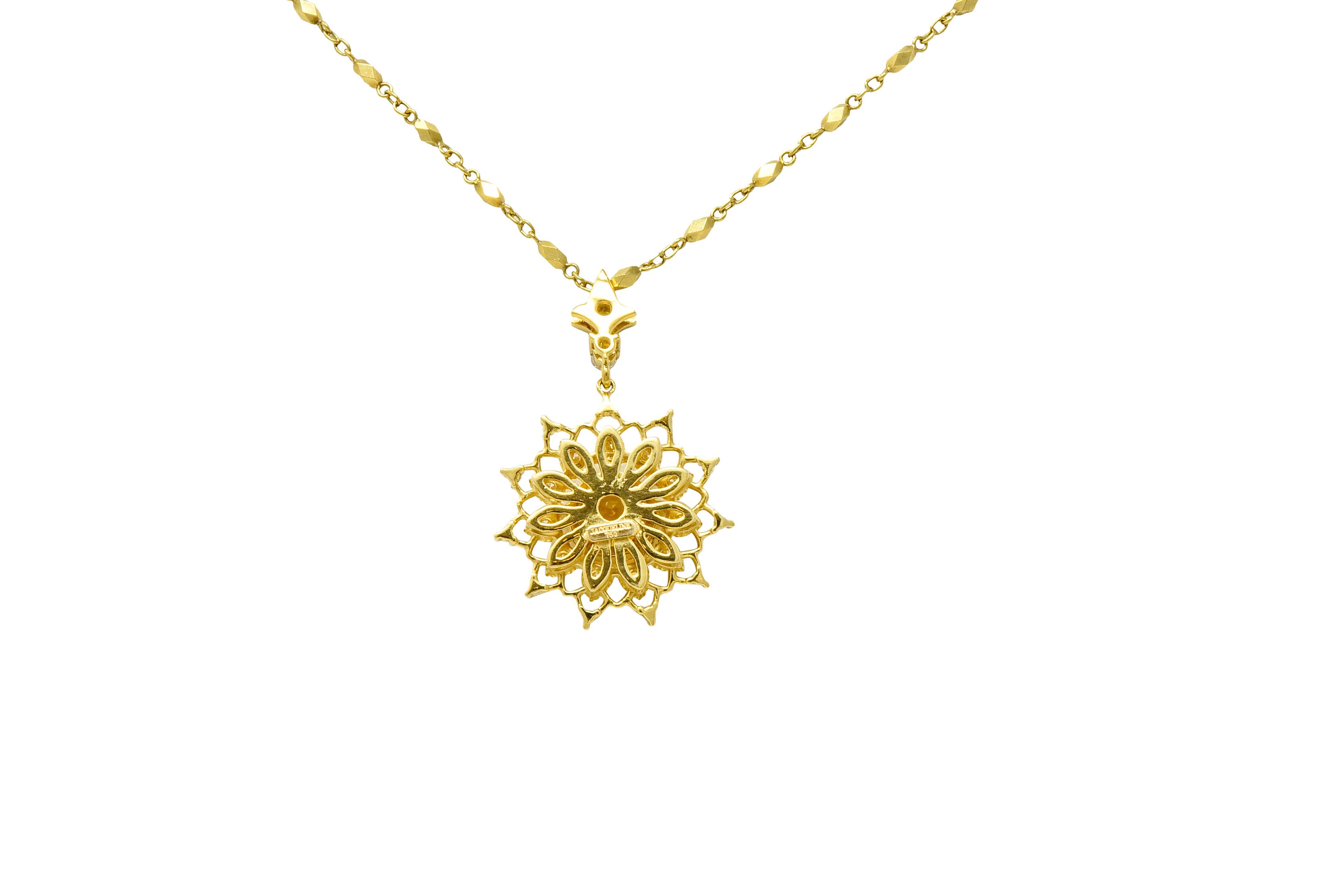 Heliodor Golden Beryl Diamond 18 Karat Gold Floral Burst NecklaceNecklace - Wilson's Estate Jewelry