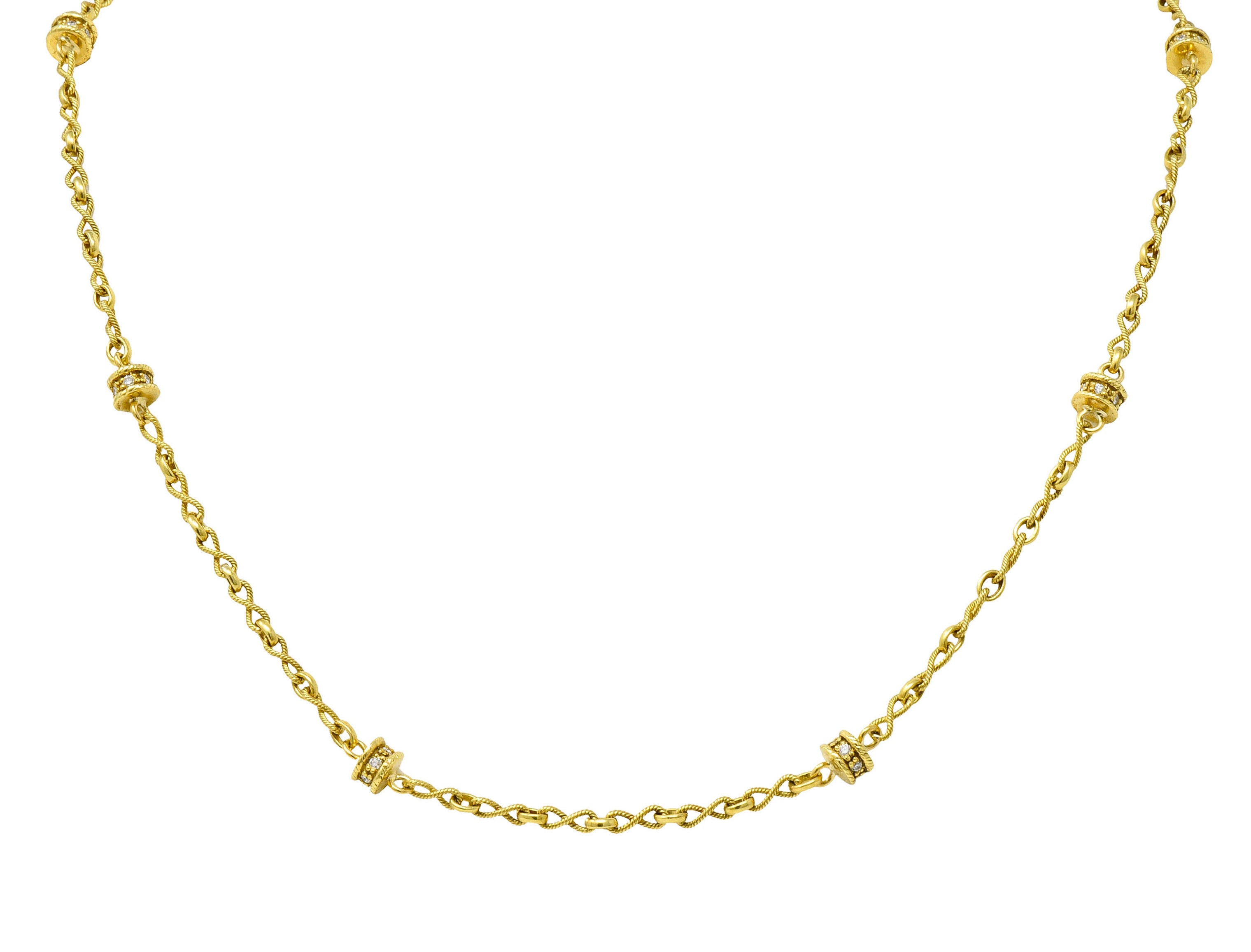 Fantastic Diamond 18 Karat Gold Rondelle Station NecklaceNecklace - Wilson's Estate Jewelry