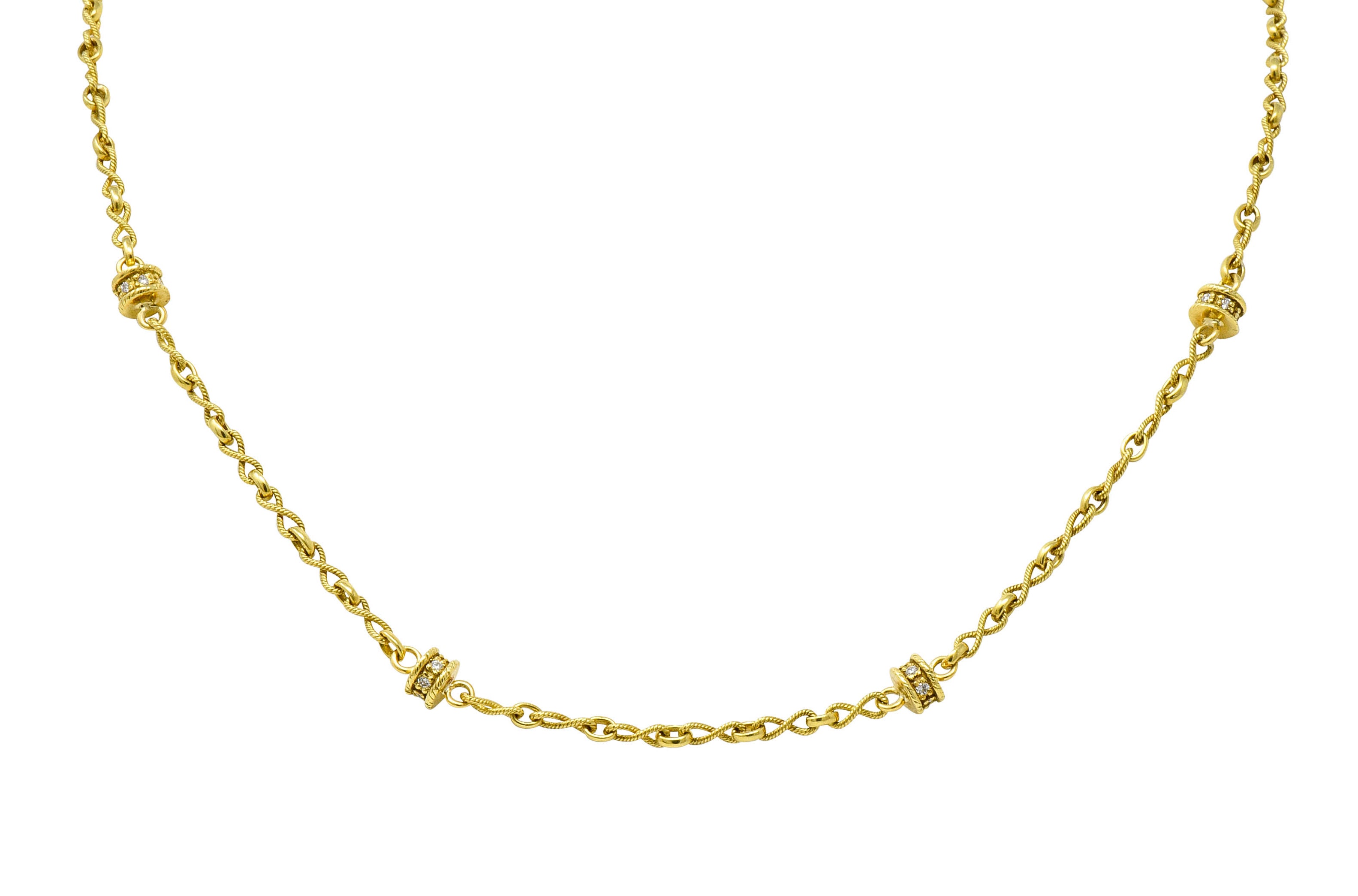 Fantastic Diamond 18 Karat Gold Rondelle Station NecklaceNecklace - Wilson's Estate Jewelry